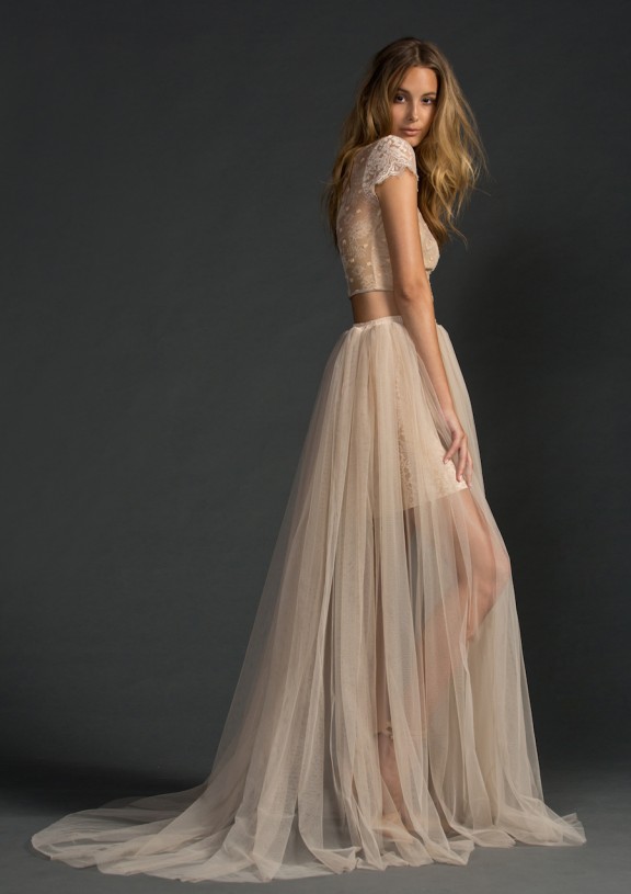 Blush two-piece wedding dress by Grace Loves Lace