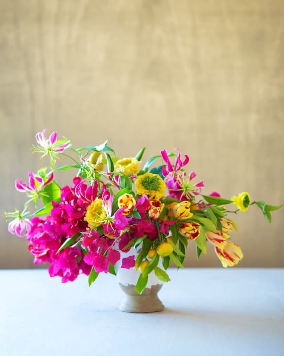 Vibrant bougainvillea arrangement by Tulipina