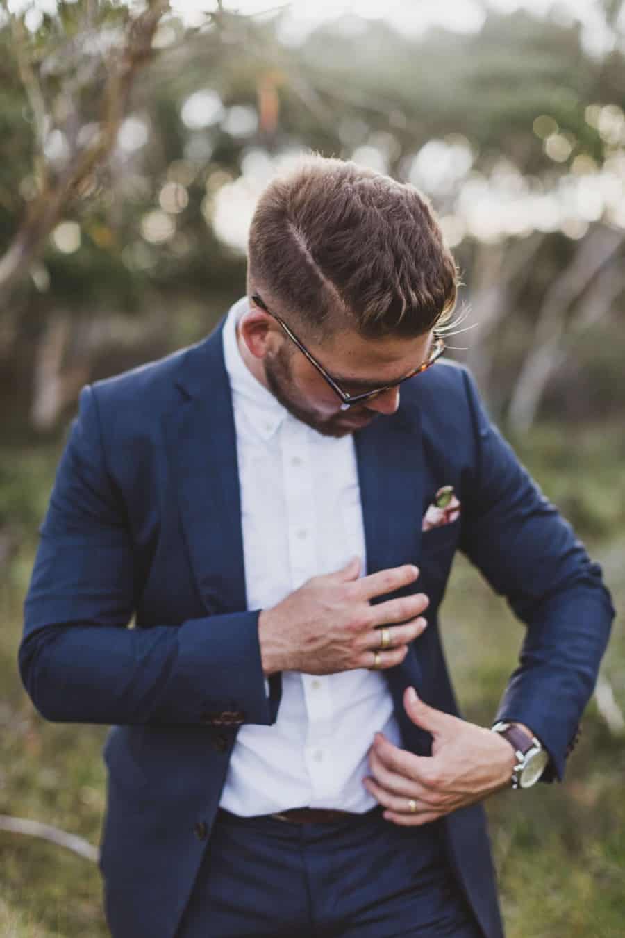 Best groom styles of 2016 - hipster groom in cobalt blue suit by Wil Valor