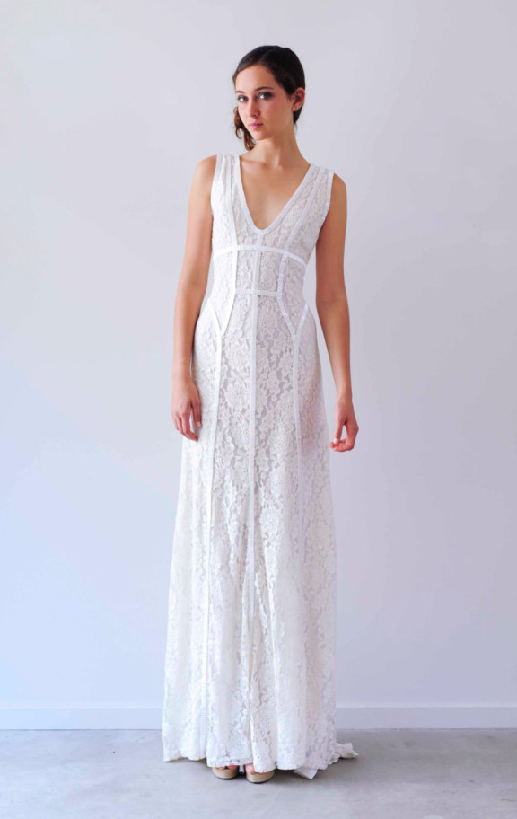 Boho Embellished Lace wedding gown