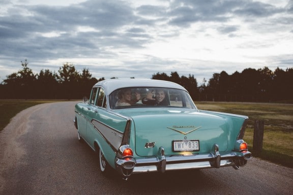 Mint vintage Chevy wedding car