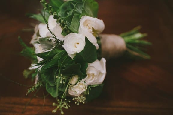 Green and white wedding bouquet