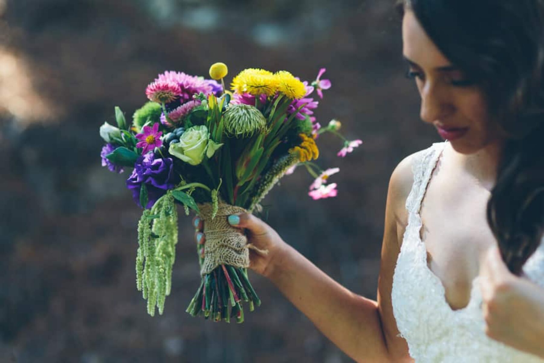 vibrant bridal bouquet