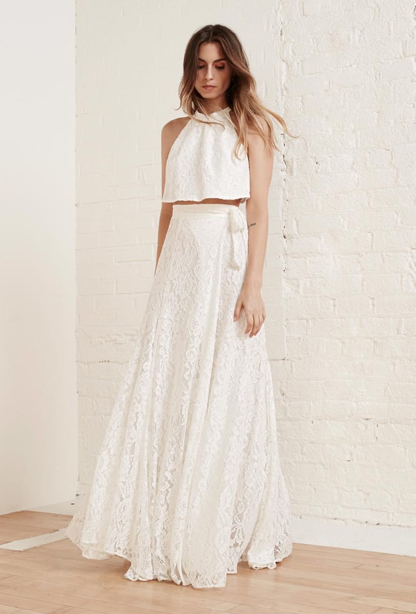 Two piece wedding dress by Reformation