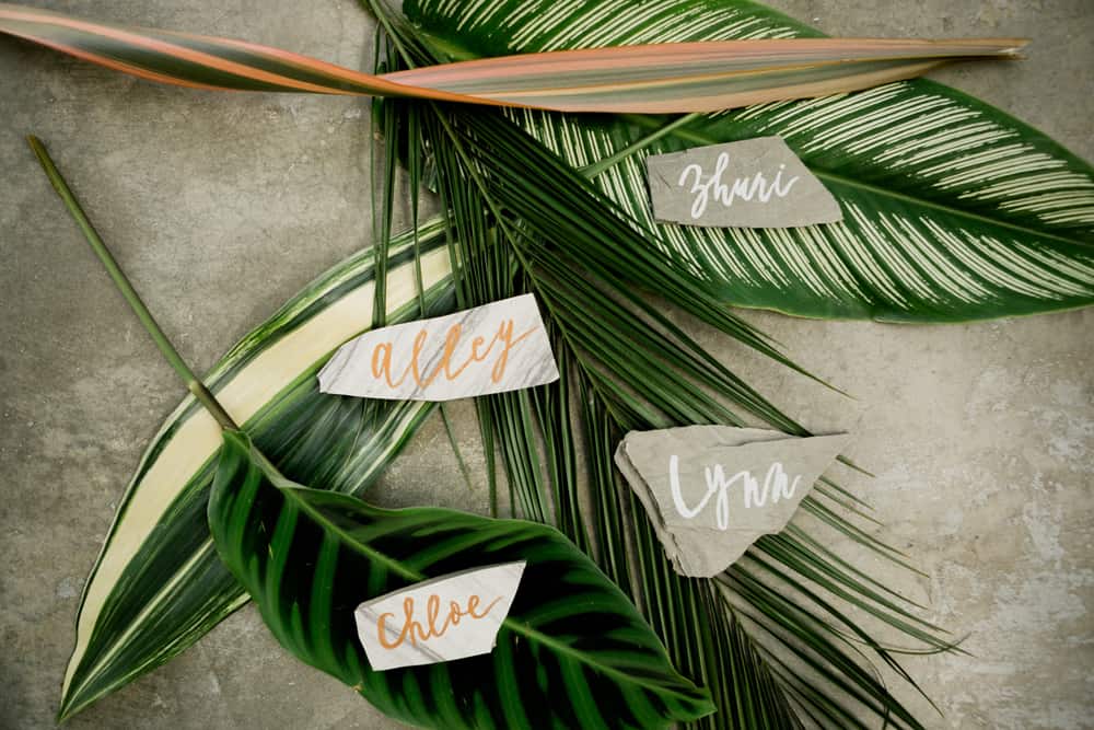tropical leaf wedding inspiration