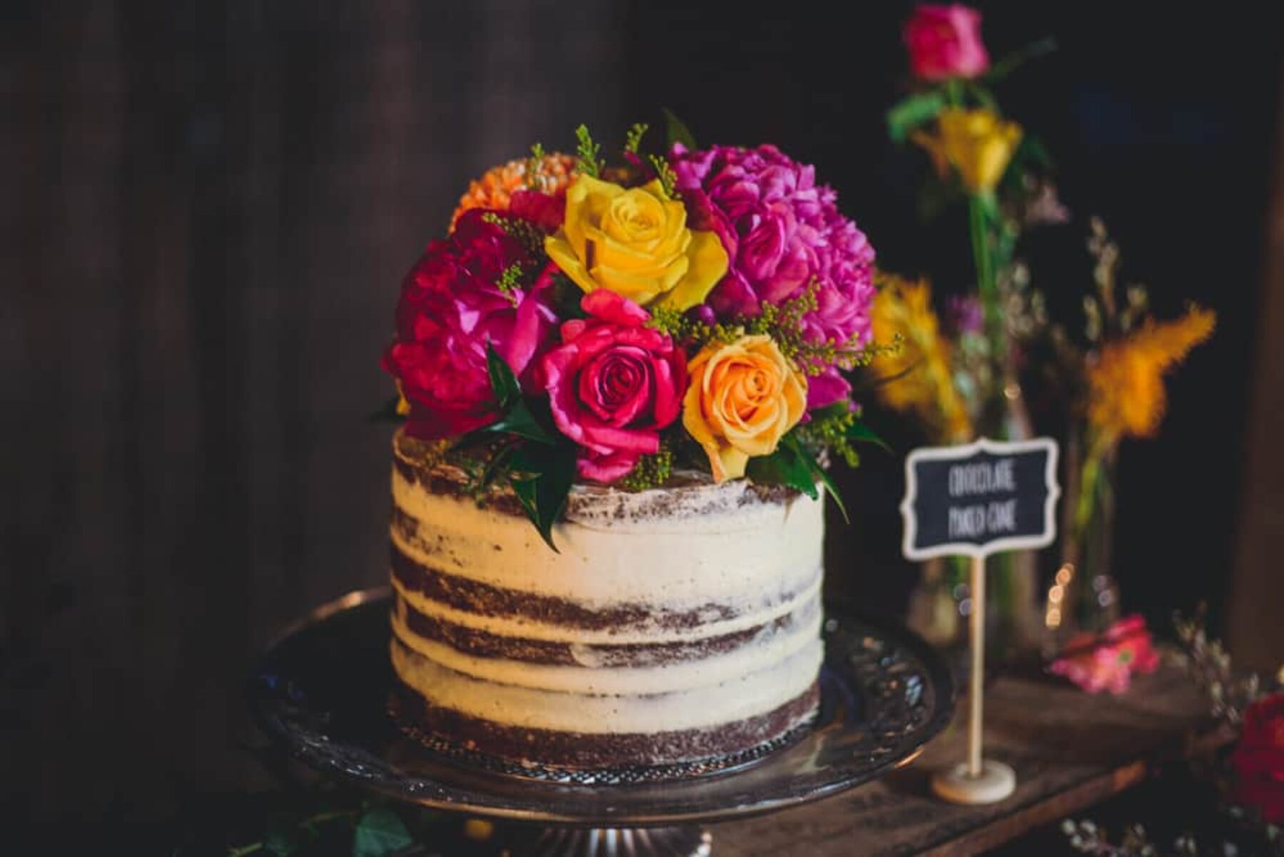 naked chocolate layer cake