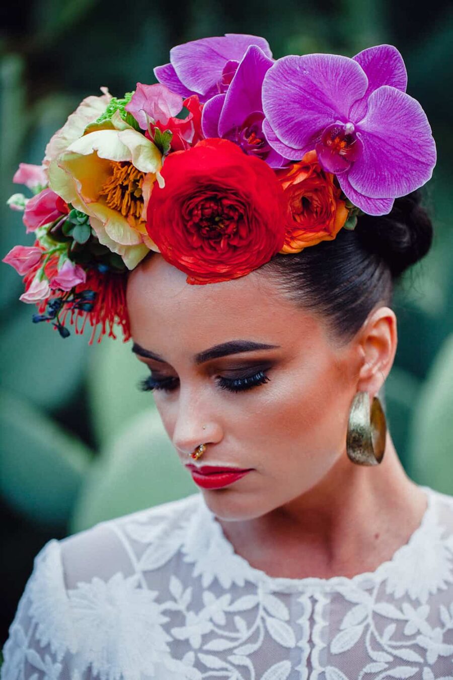 oversized flower crown with orchids