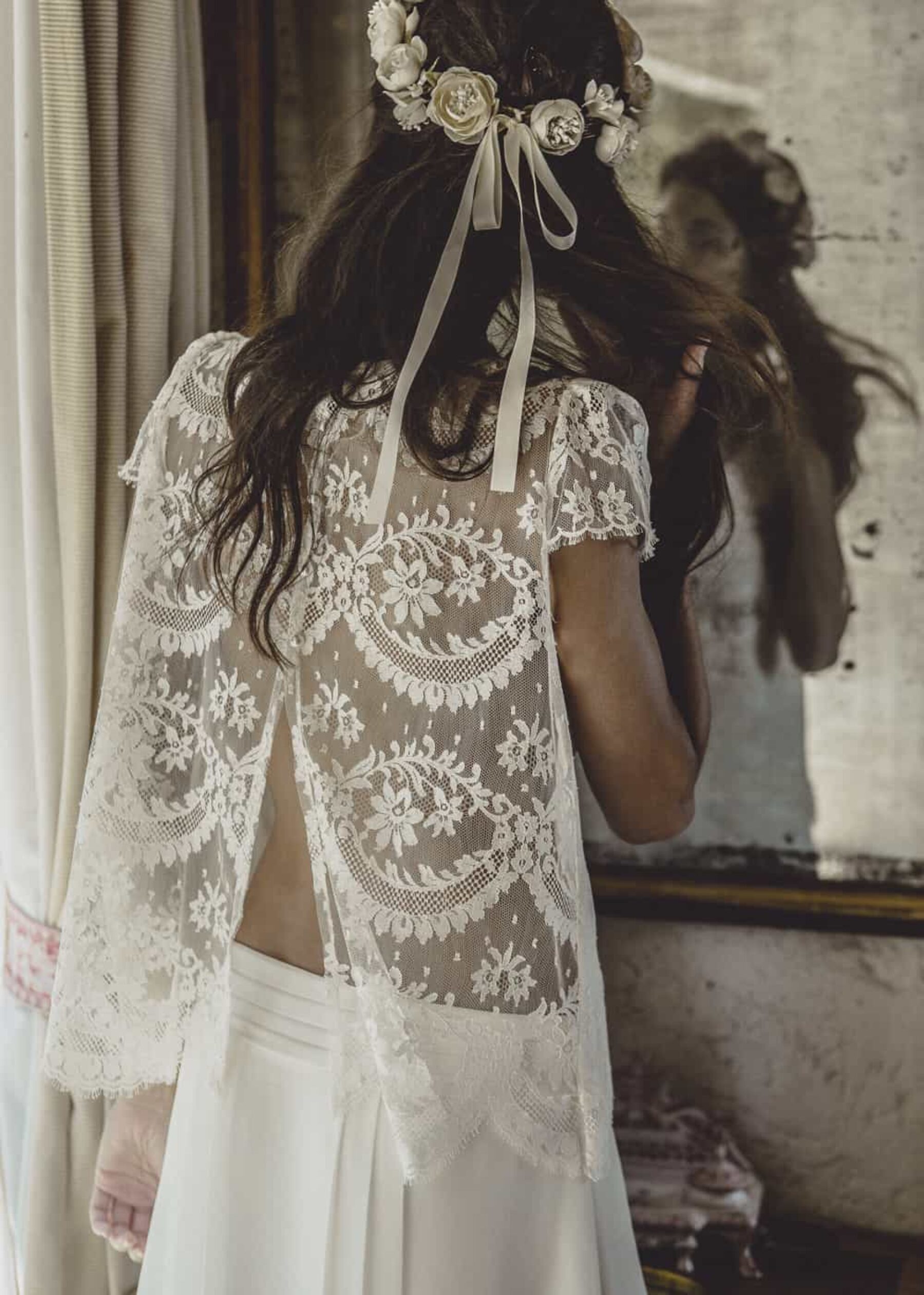 Laure de Sagazan two piece lace wedding dress