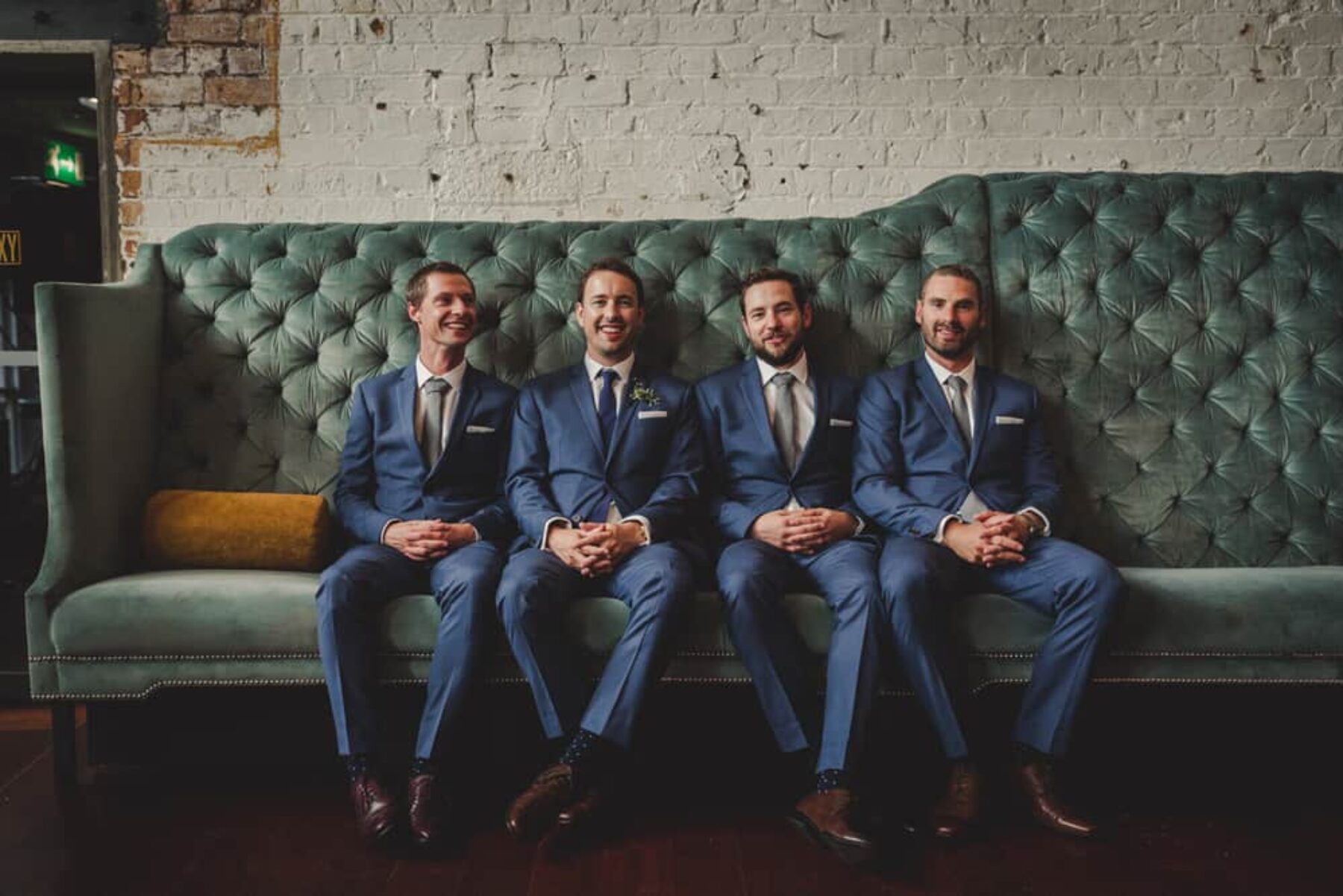 groomsmen in cobalt blue