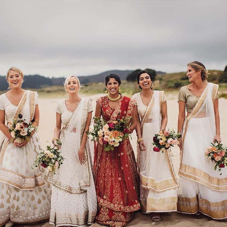 bride and bridesmaids in Indian dress