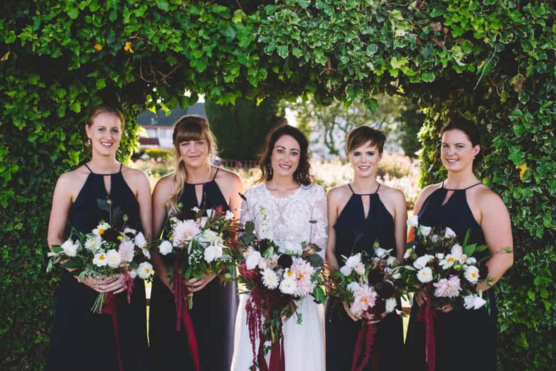 modern black bridesmaid dresses