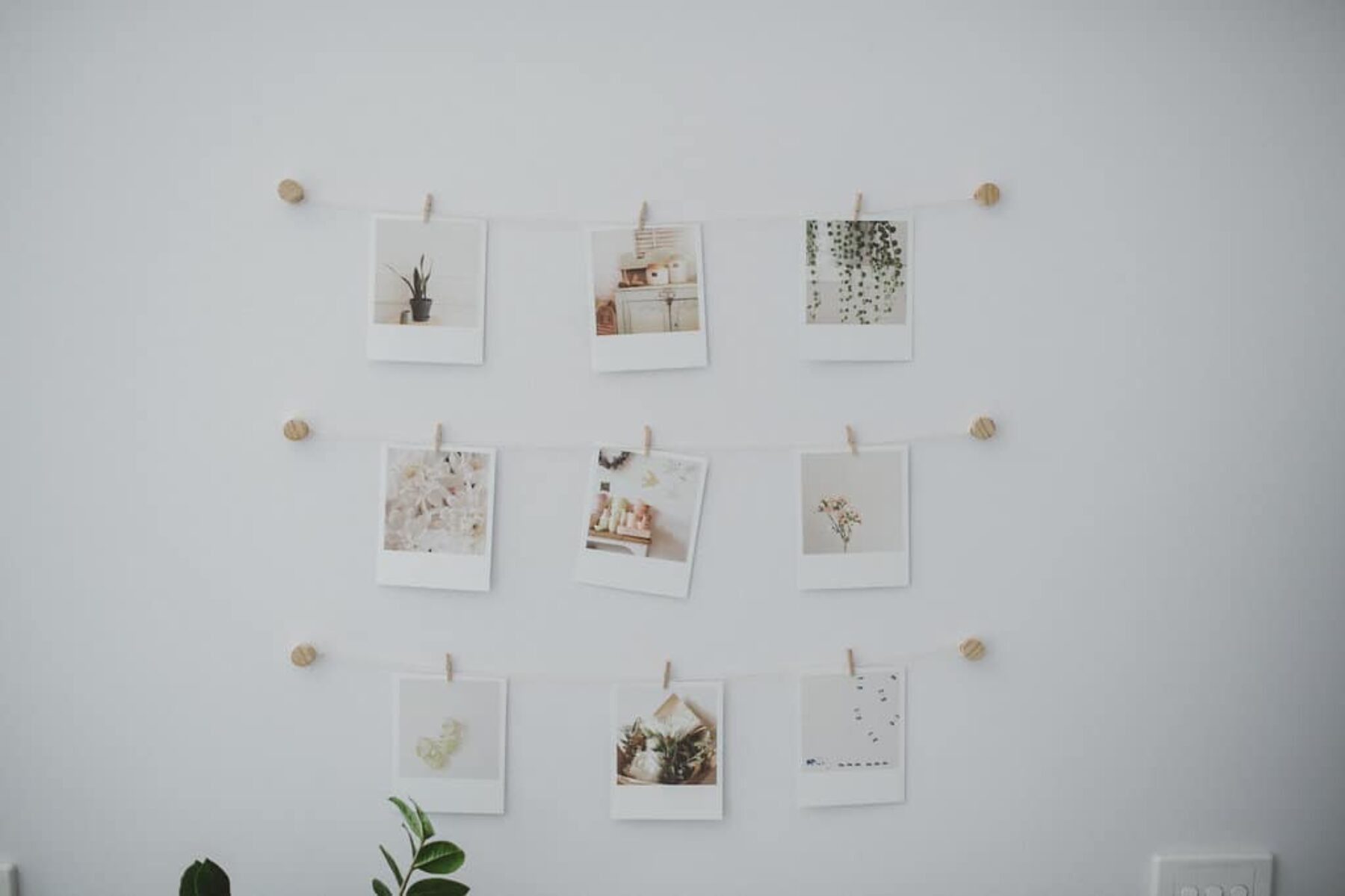 pegged polaroid wall display