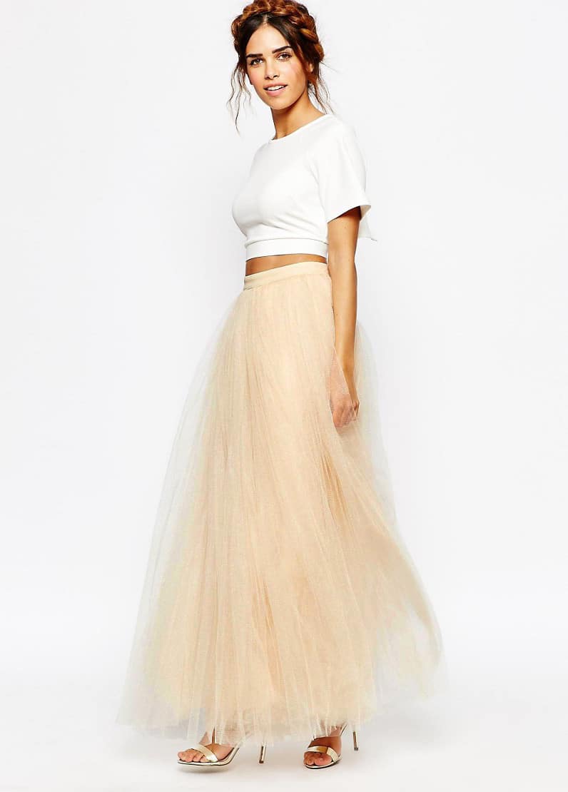 Bridesmaid trend - separates | cream tulle maxi skirt