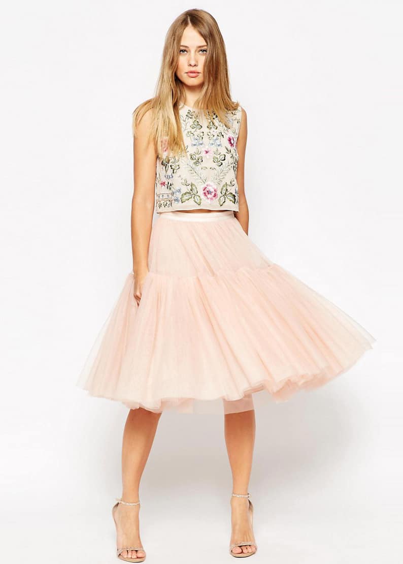 Voluminous tulle ballet skirt by Needle & Thread / embellished bib top by Needle & Thread