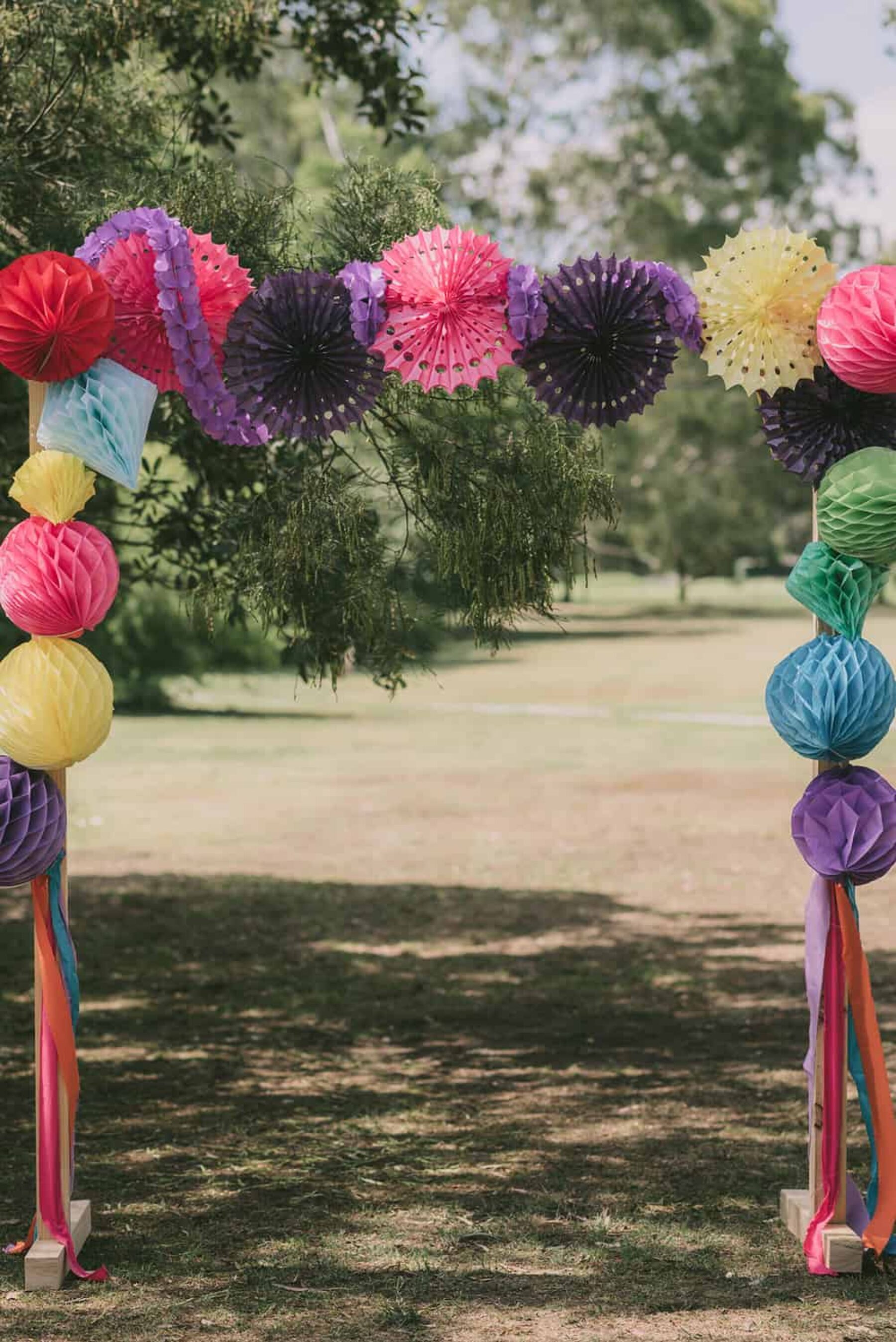 colourful wedding arch