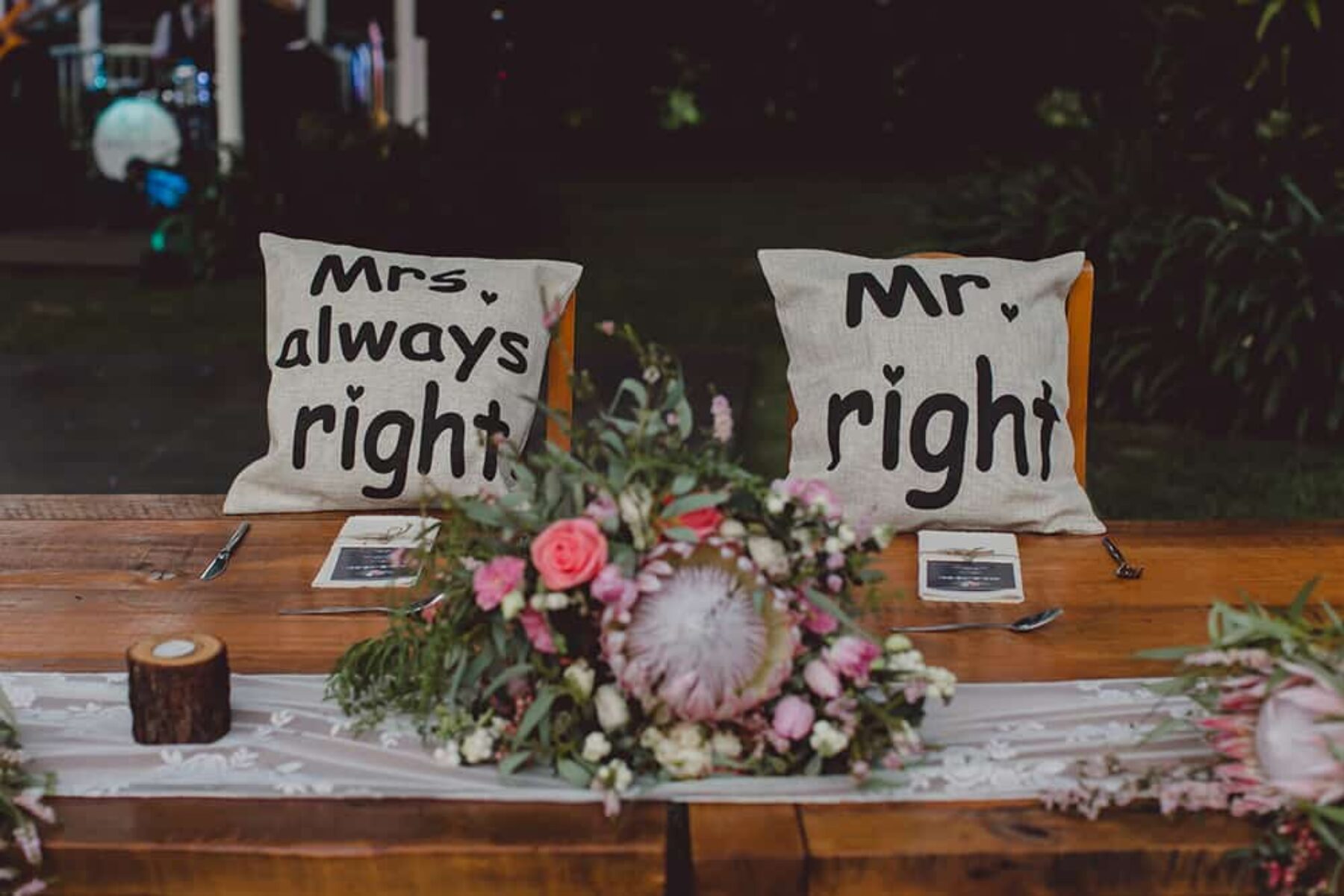 Mr Right & Mrs Always Right cushions