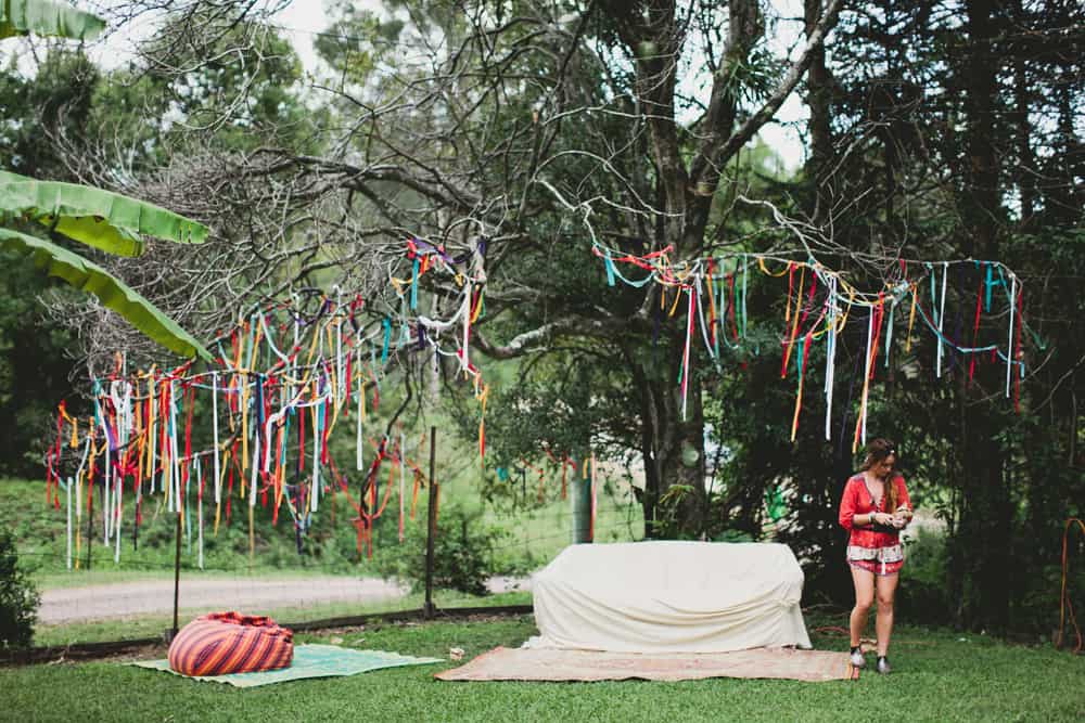 colourful streamers hanging from tree