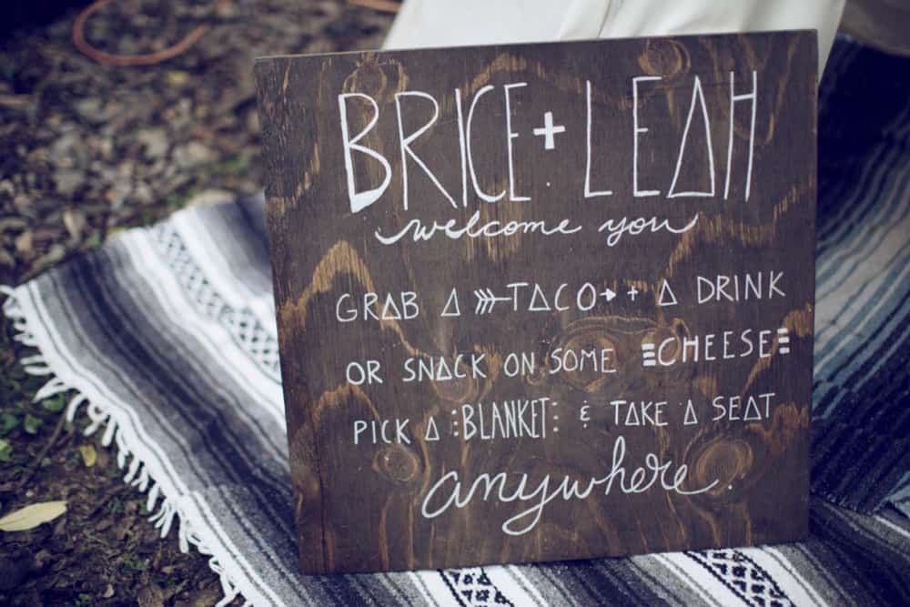 DIY boho timber wedding sign