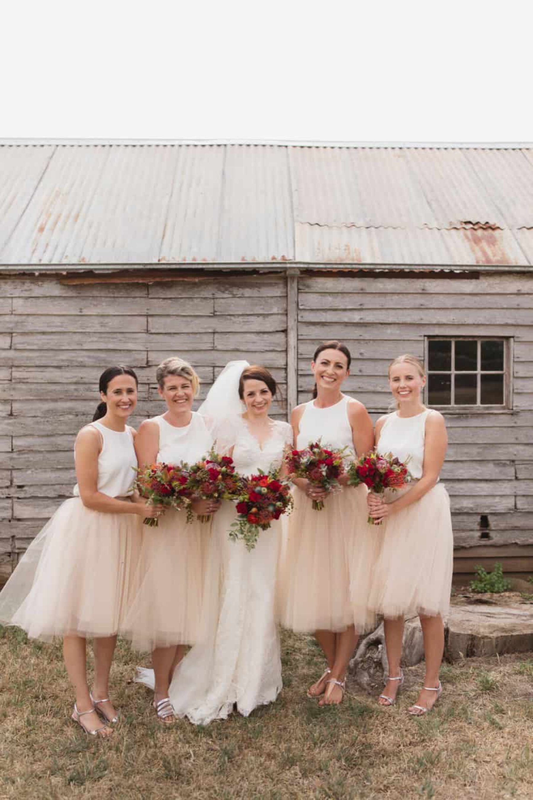 bridesmaids in tulle skirts