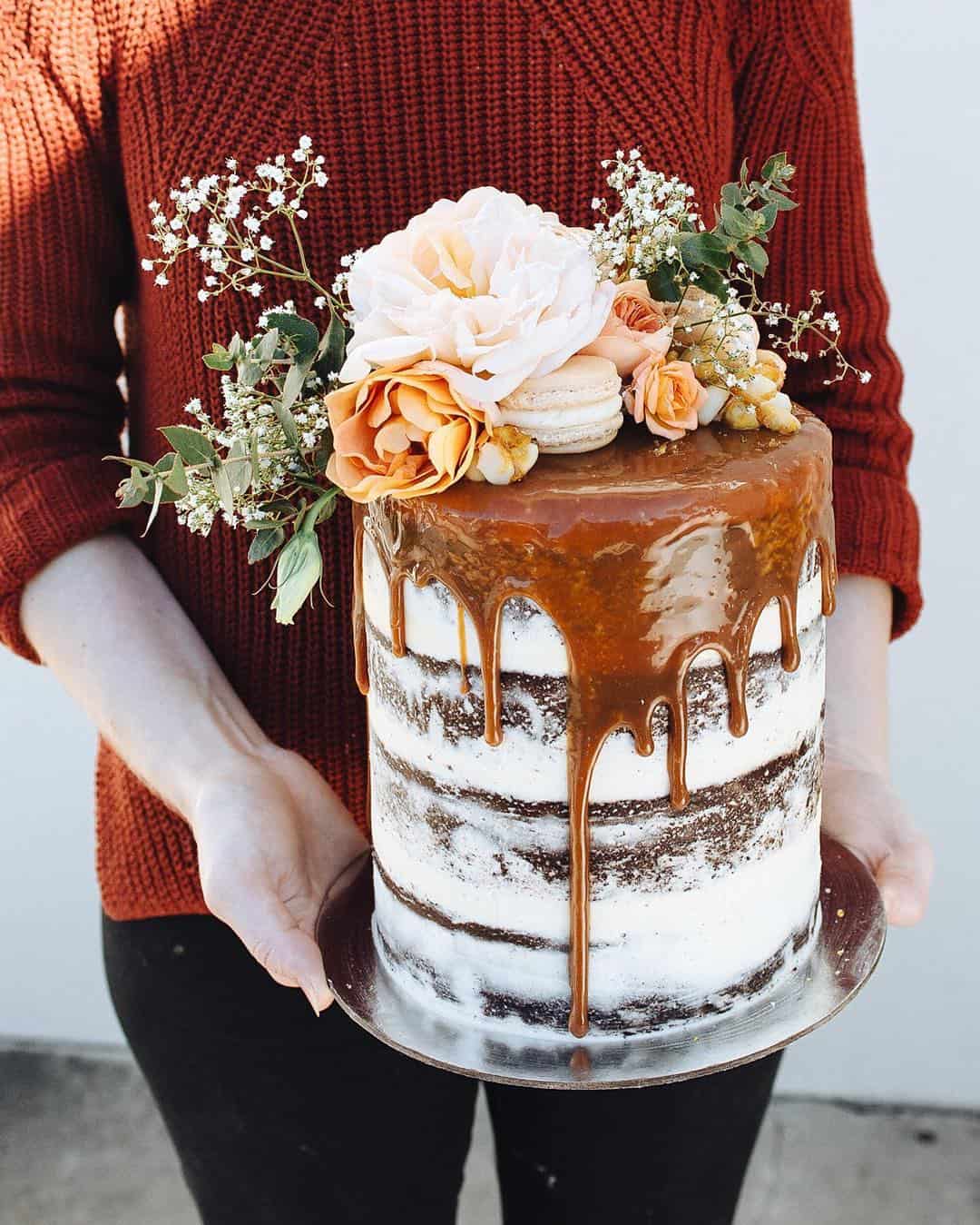 caramel drip layer cake by Sunshine Coast bakery Tome