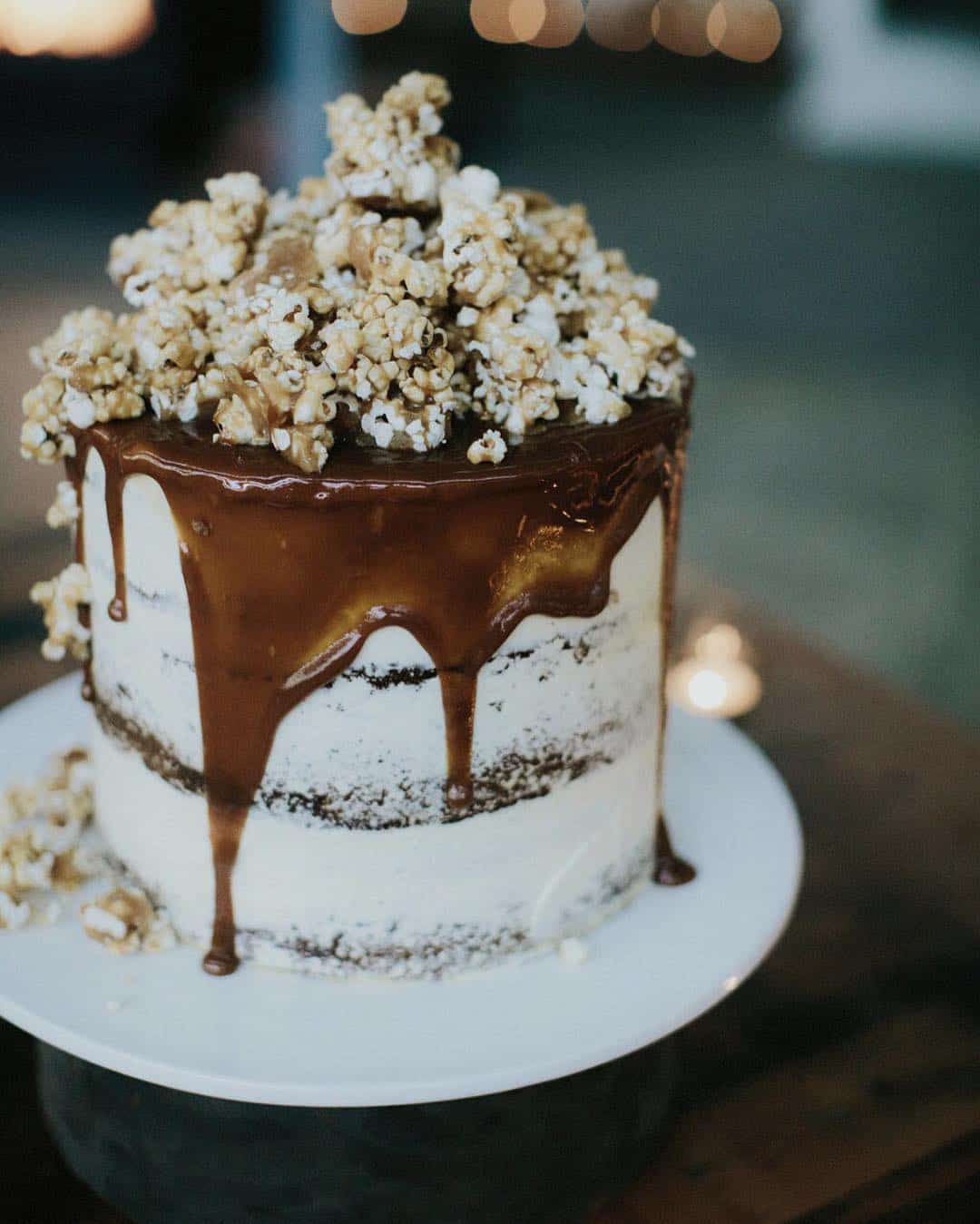 salted caramel drip cake with toffee popcorn