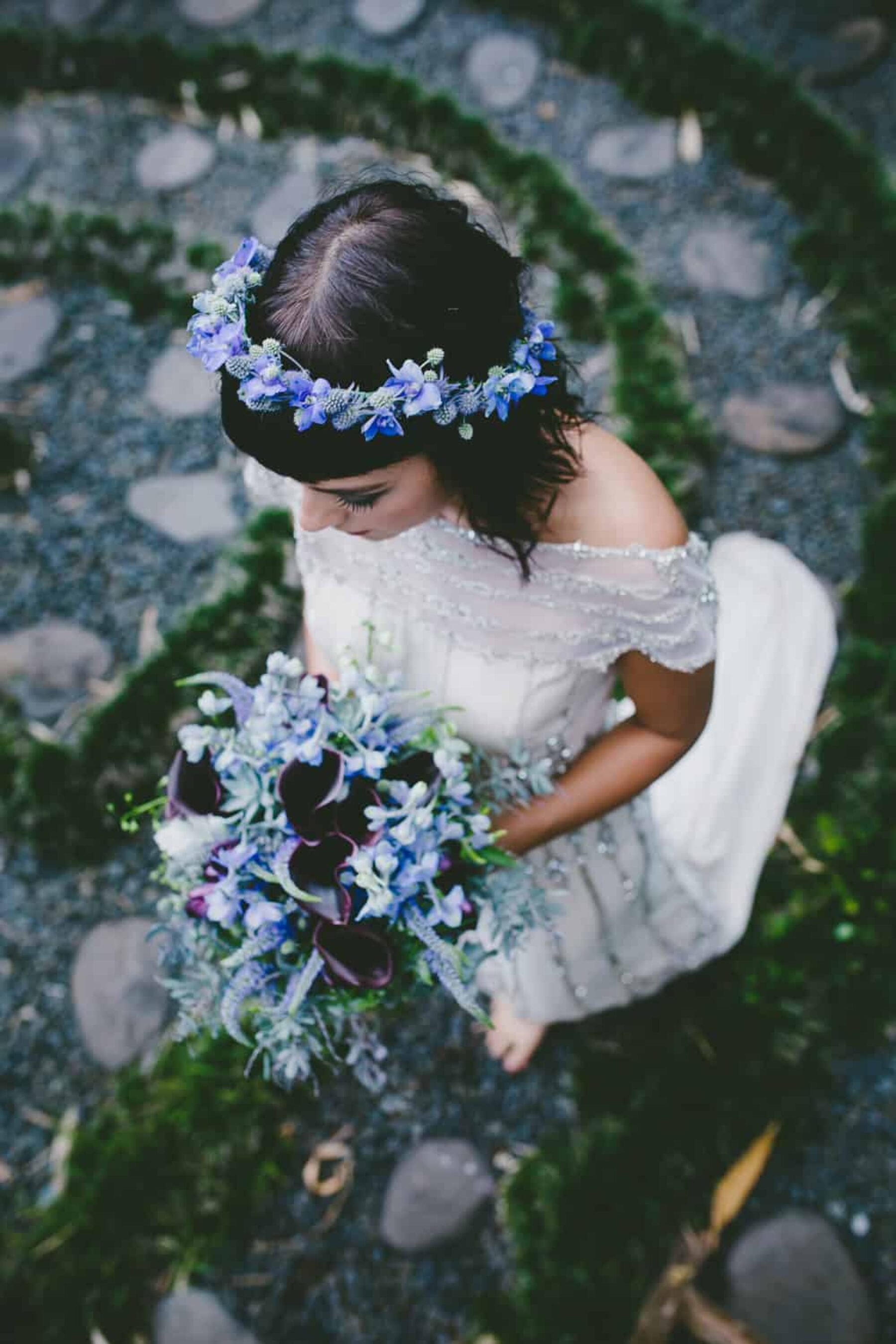 violet and thistle flower crown