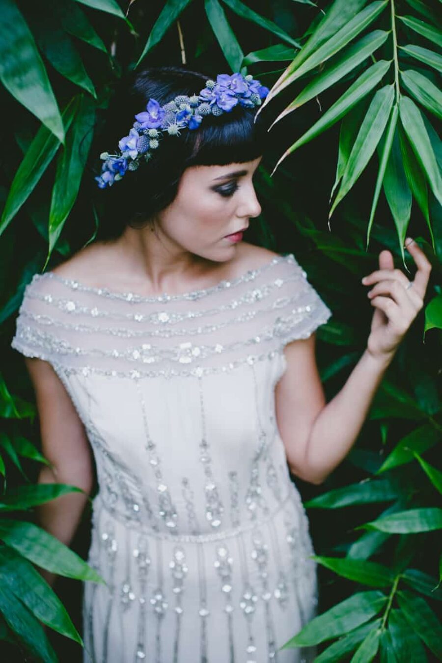 violet and thistle flower crown