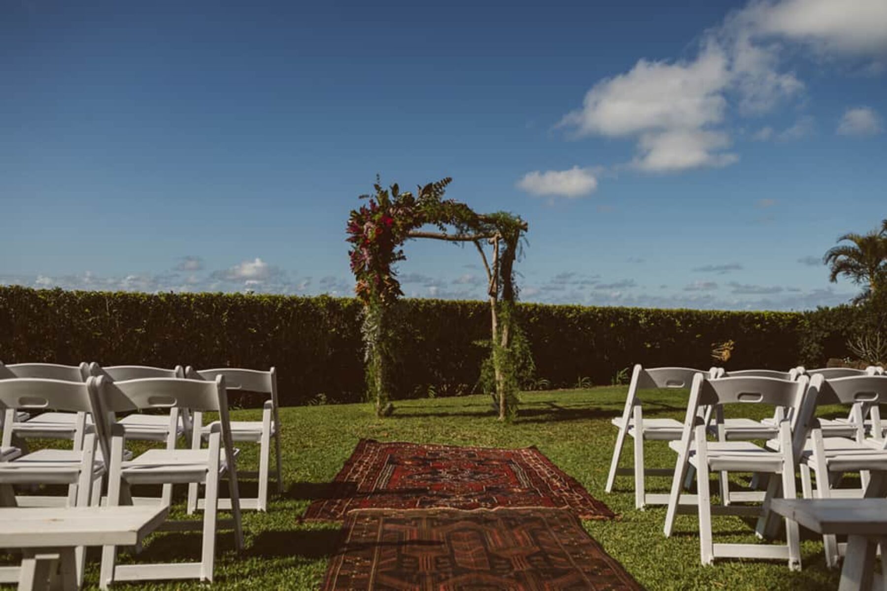 floral arbour and persian rug aisle runner