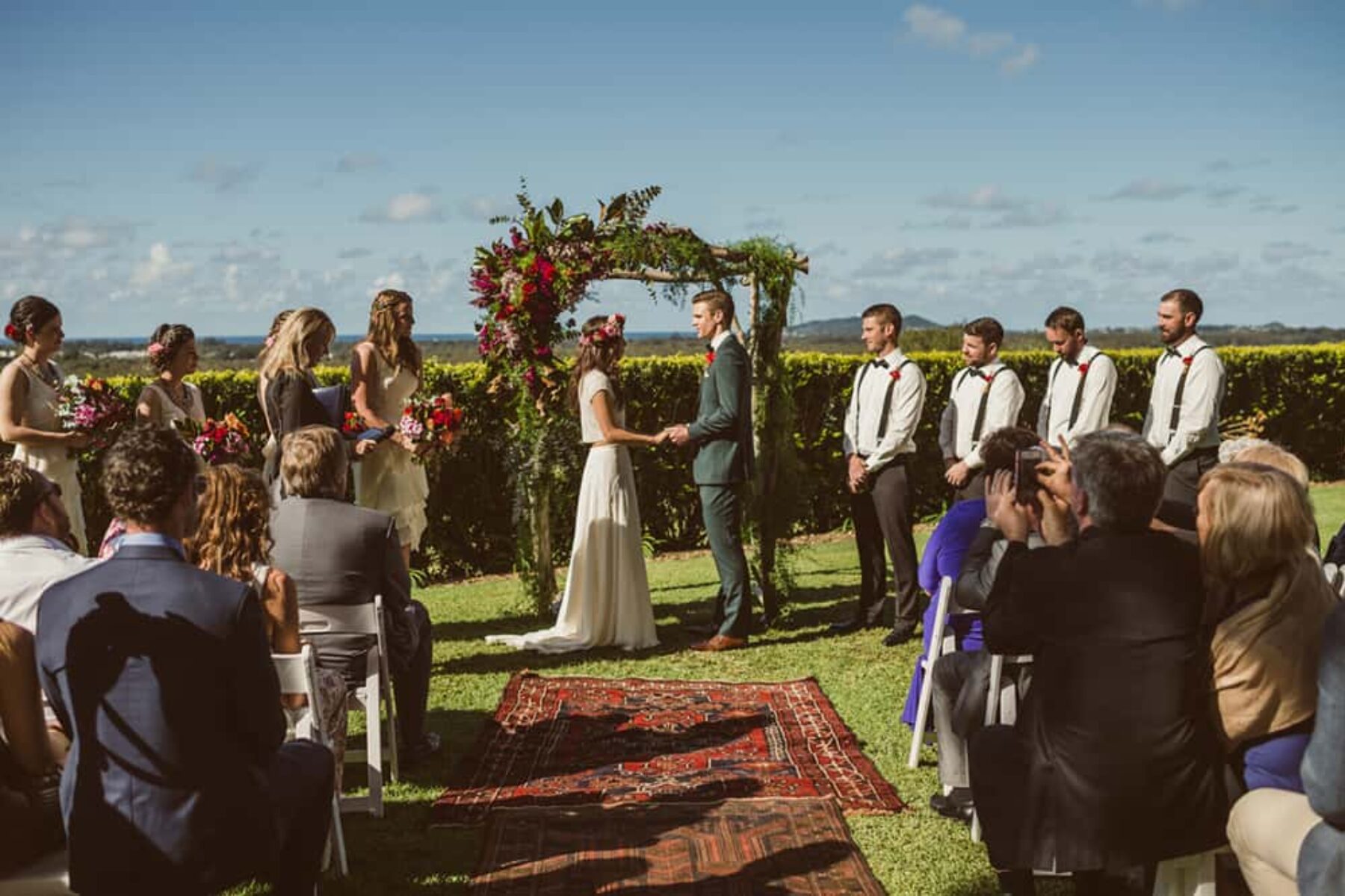 floral arbour and persian rug aisle runner