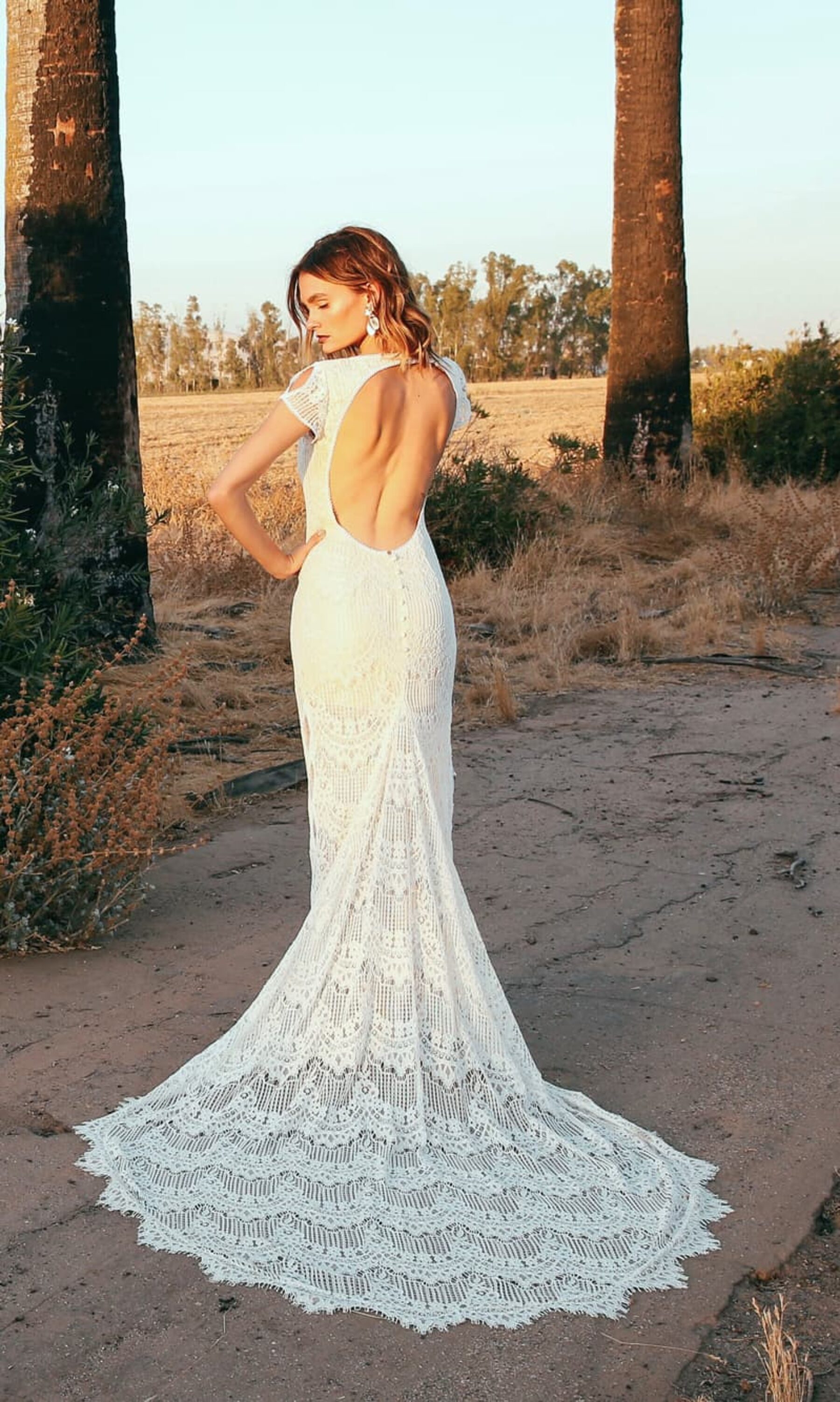 backless lace wedding dress by Daughters of Simone