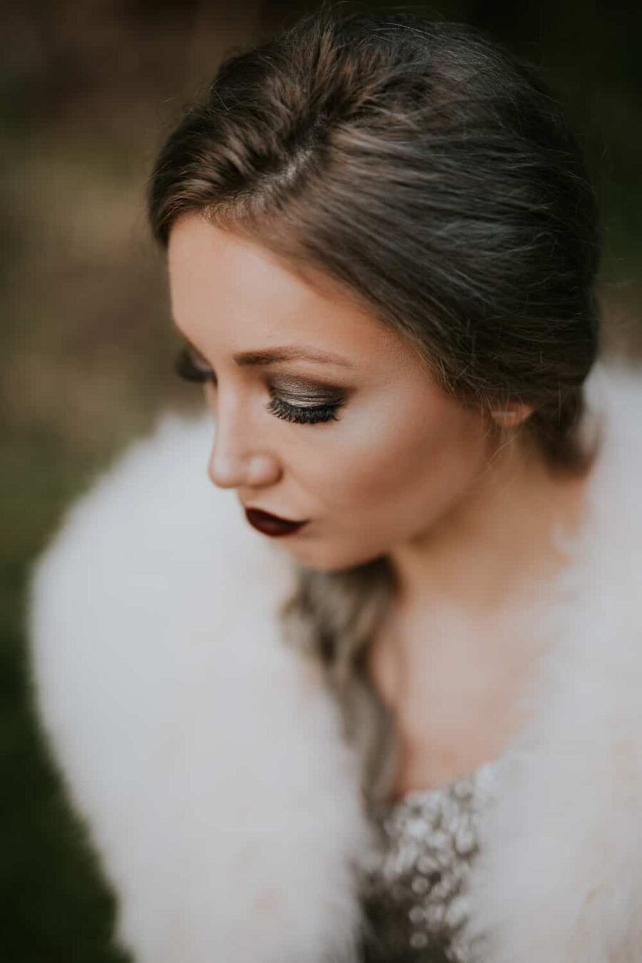 glamorous bride with faux fur bolero