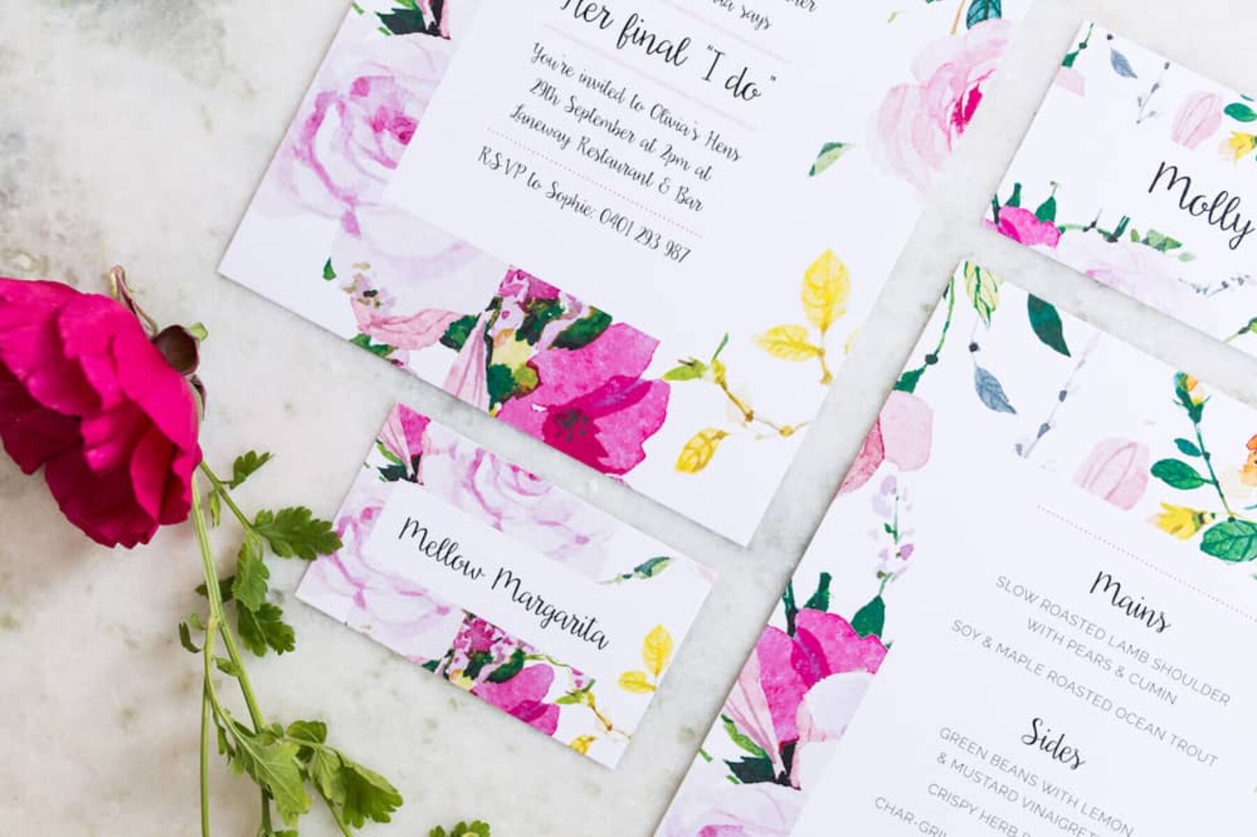 modern floral invitations