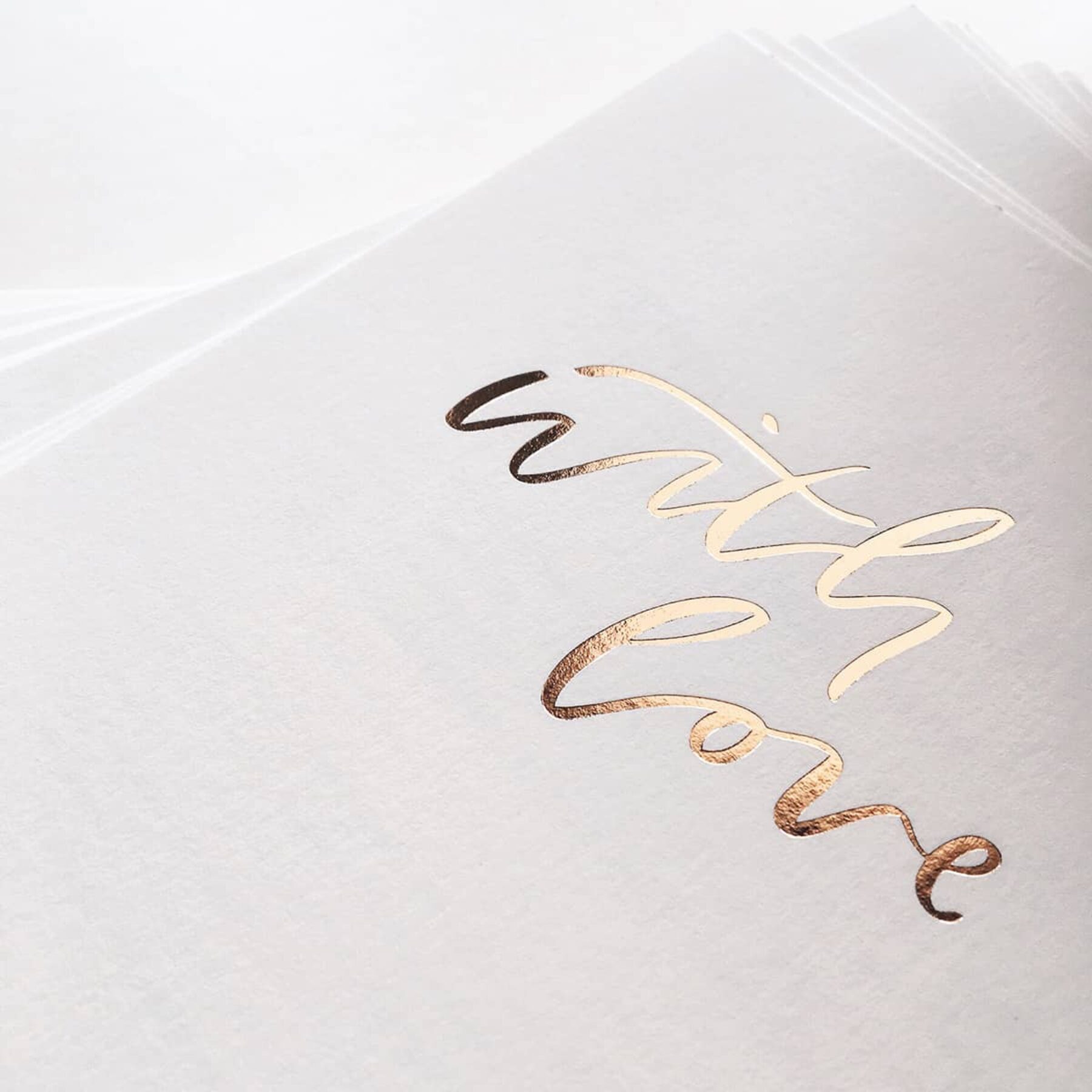 'with love' gold calligraphy letterpress wedding stationery by Paige Tuzee