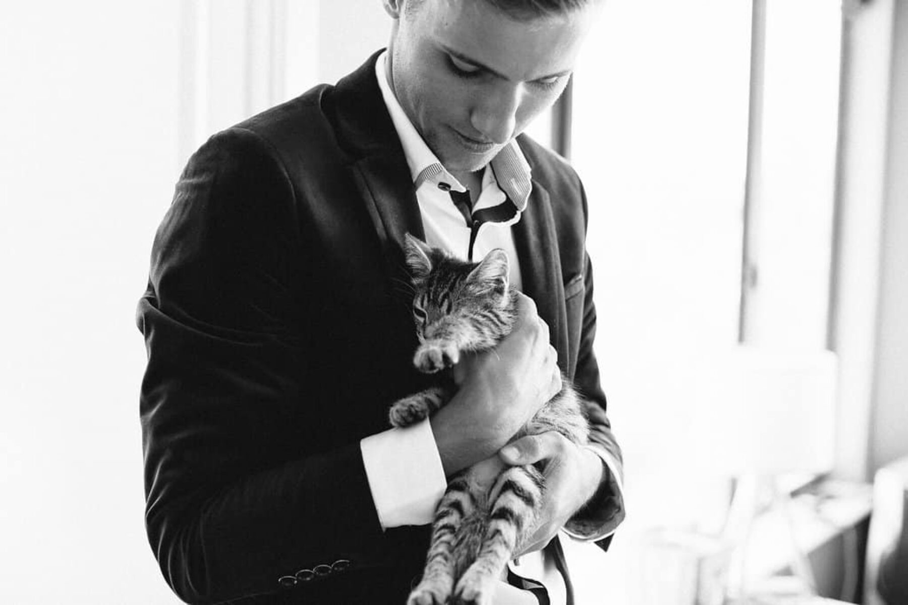 groom with kitten