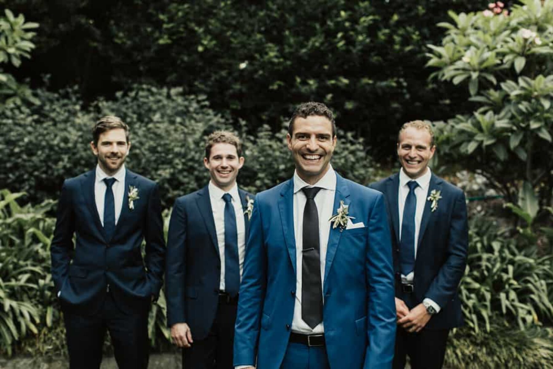 groomsmen in shades of blue