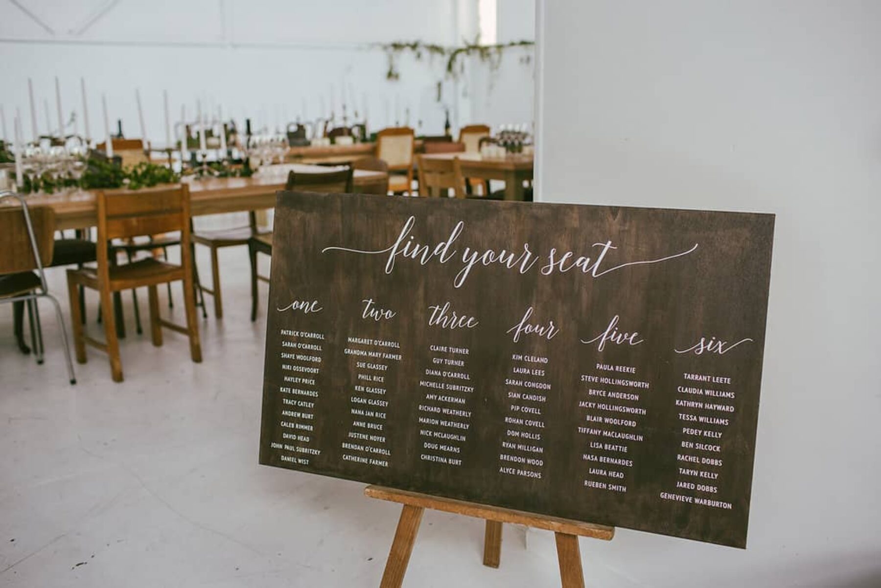 timber hand-painted seating planner