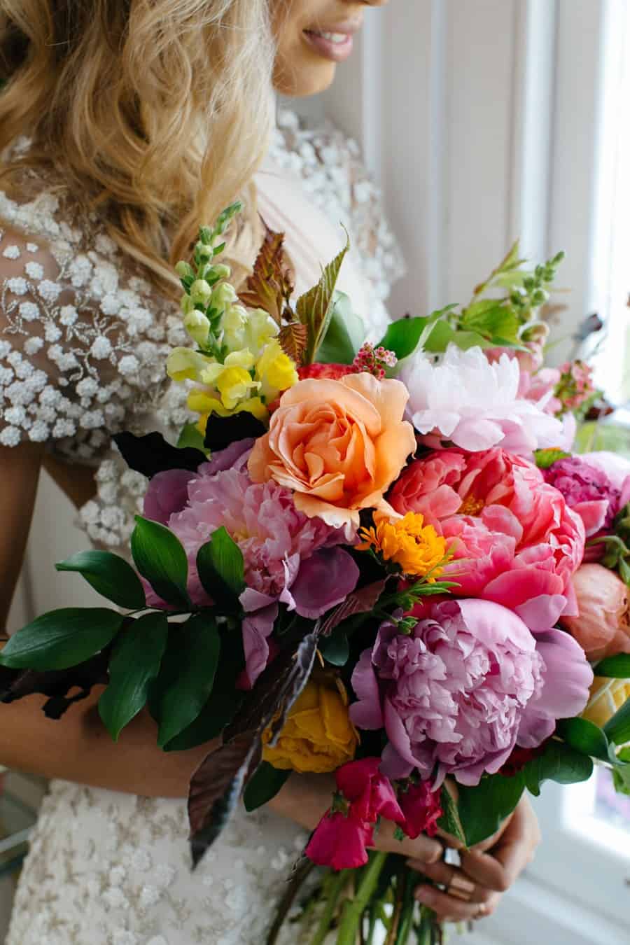 best wedding bouquets 2016 - colourful peony bouquet