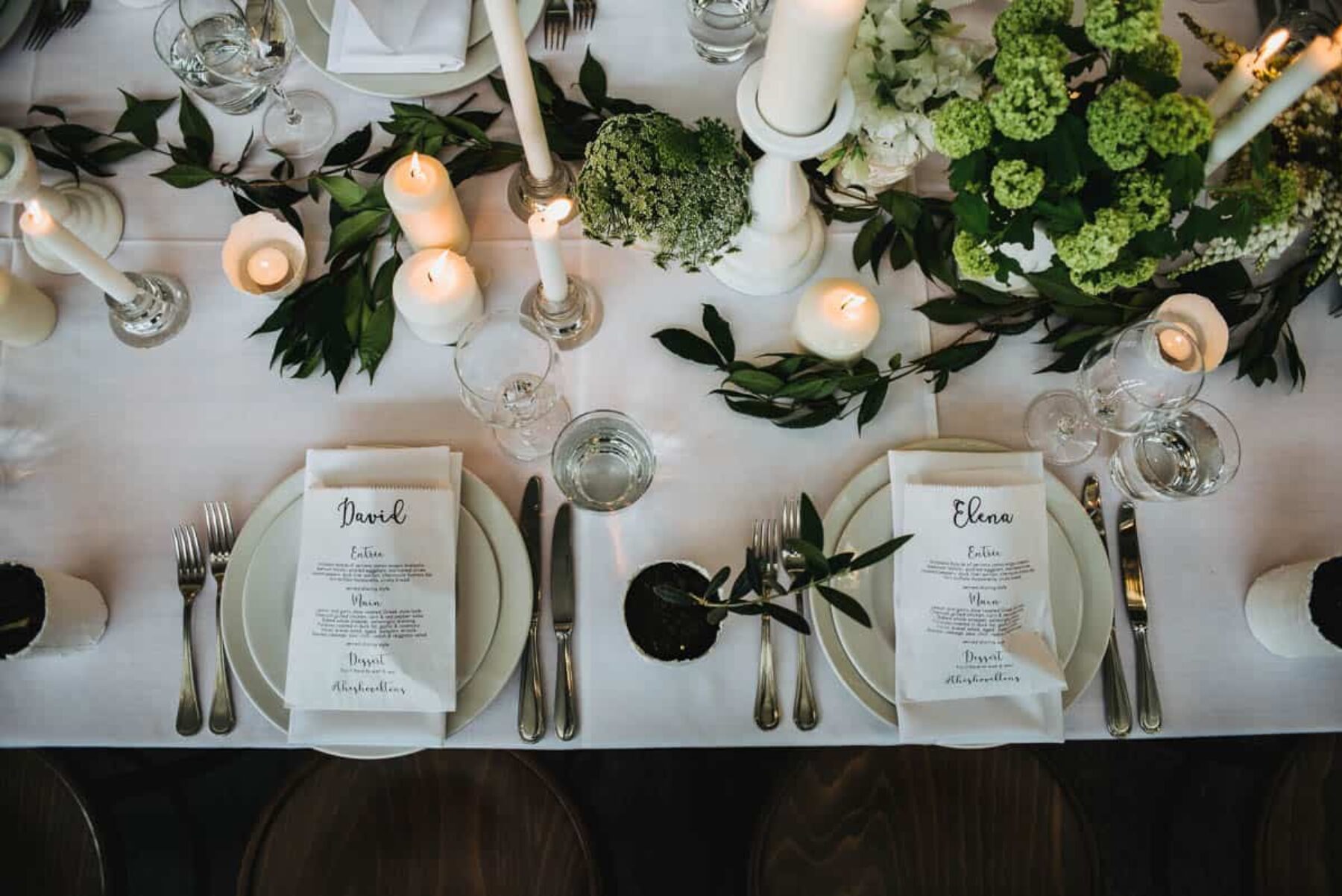 modern tablescape with greenery