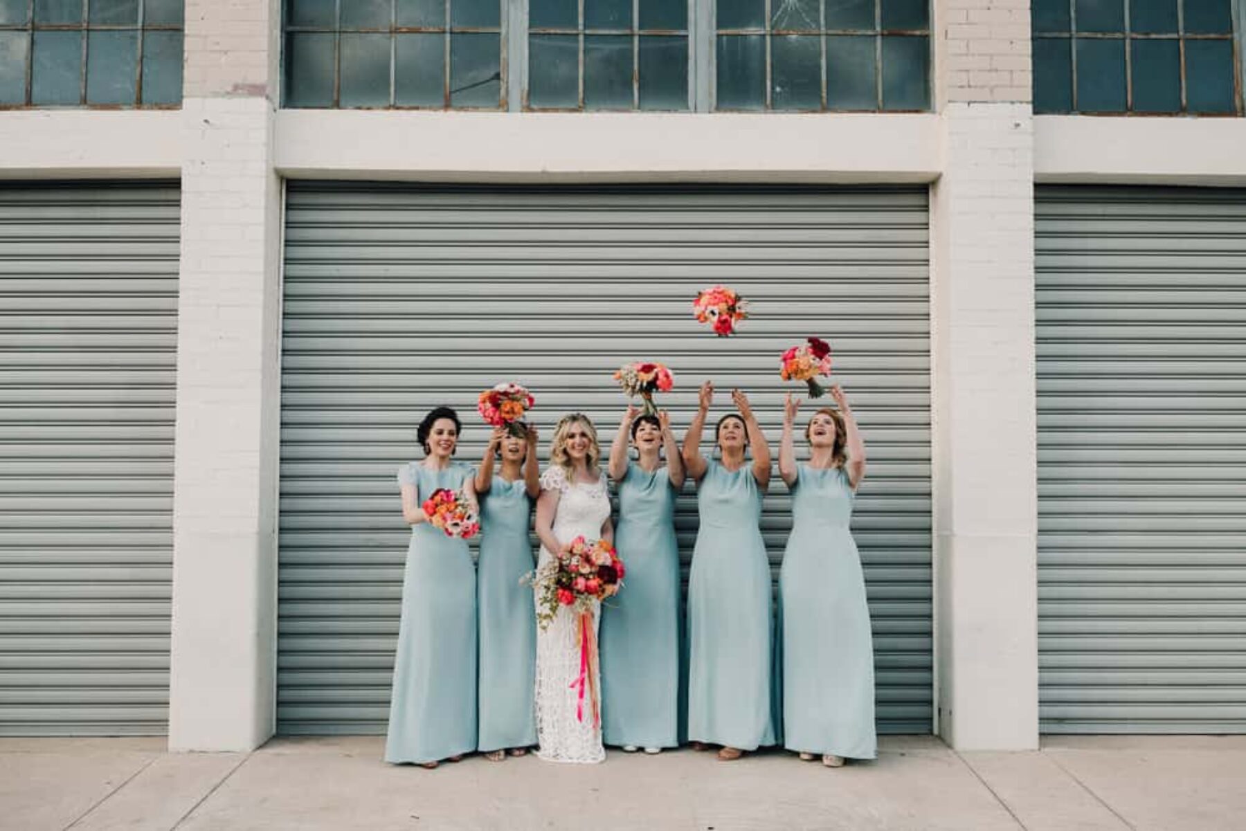 sky blue full length bridesmaid dresses