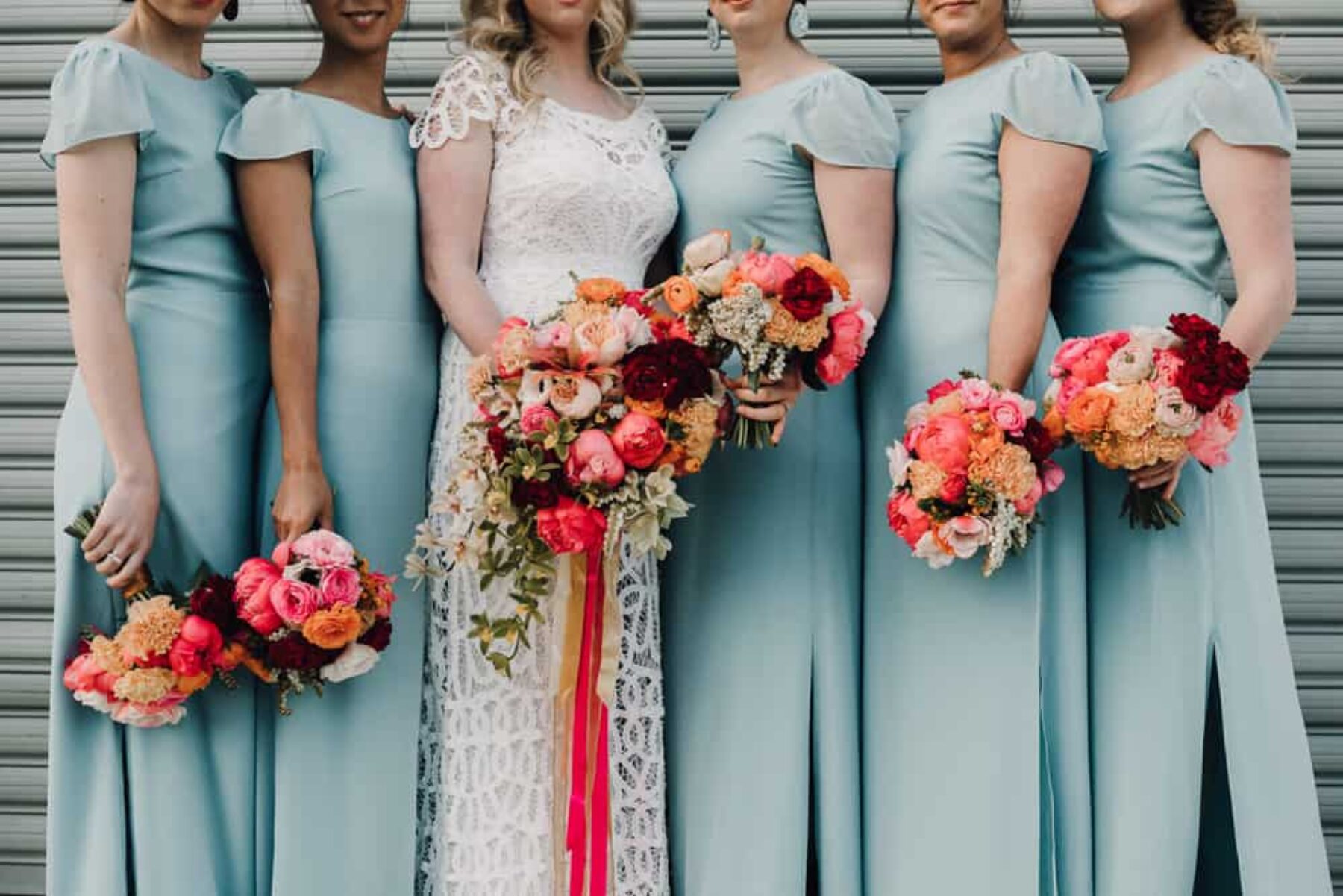 pink and peach peony bouquets