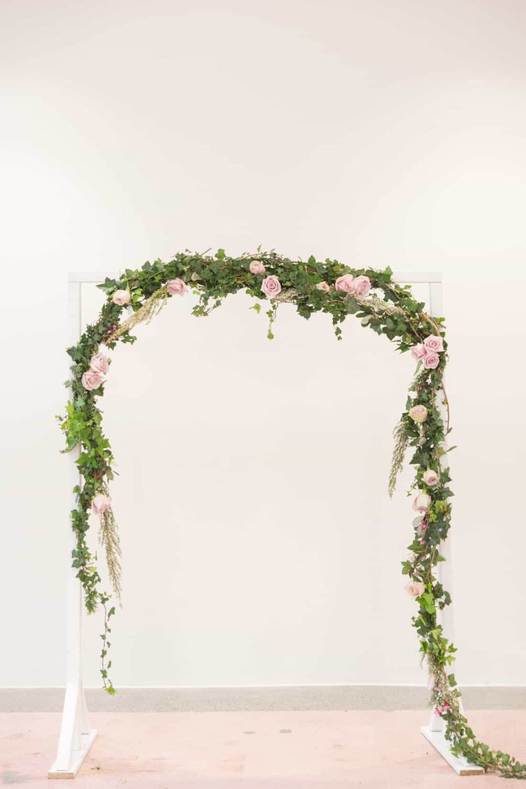 green and blush floral arbour