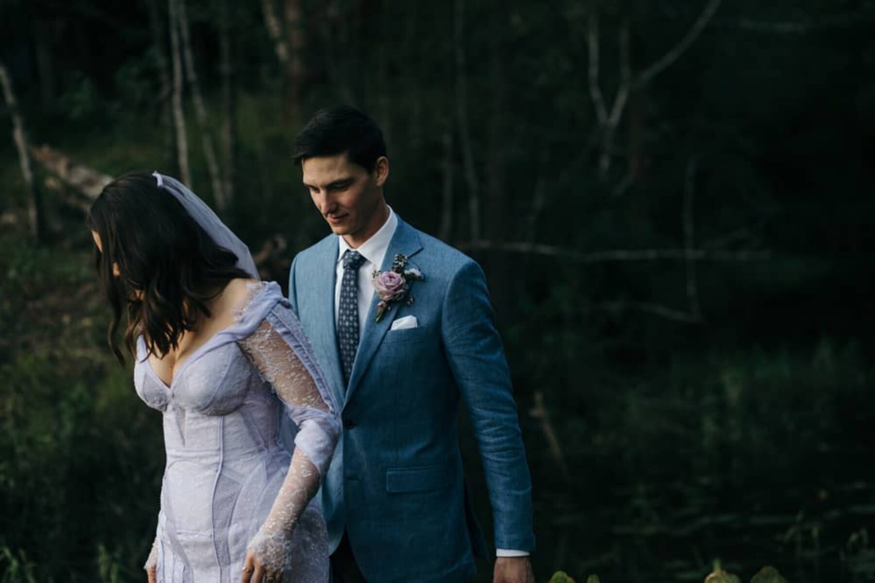 long sleeve lilac wedding dress