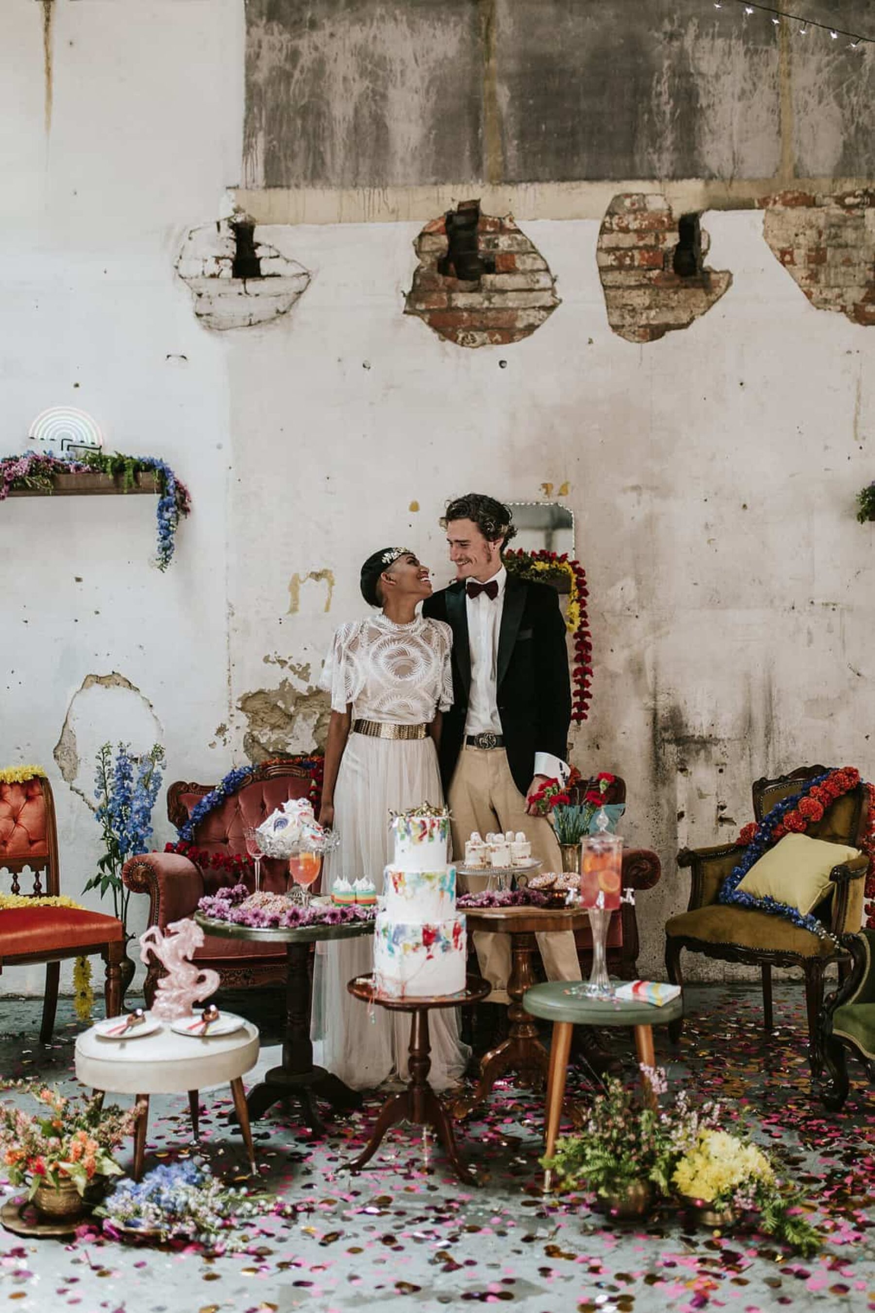 Colour Explosion - vitage/industrial wedding at Church of Bang Bang Boogaloo