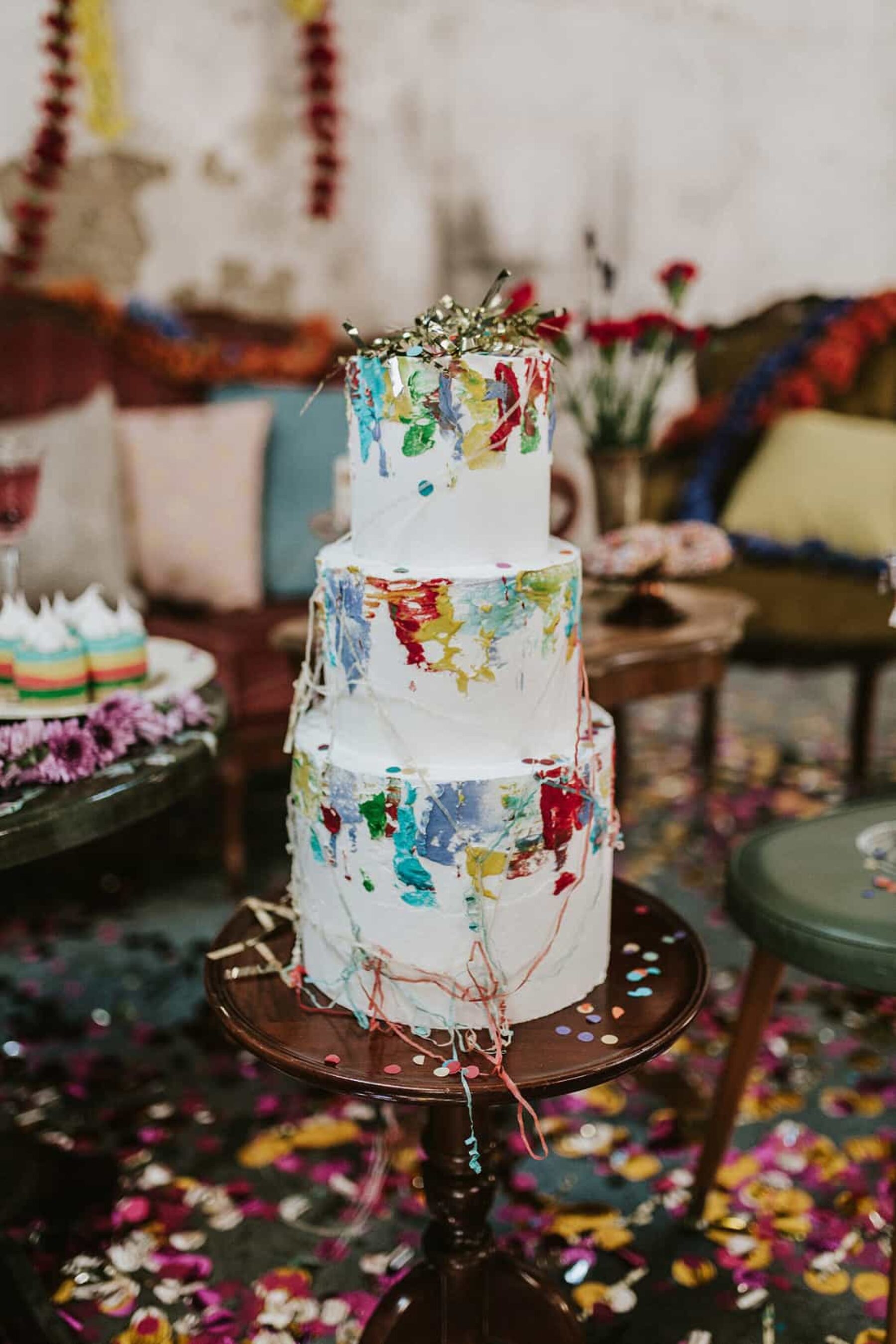 Colourful wedding cake