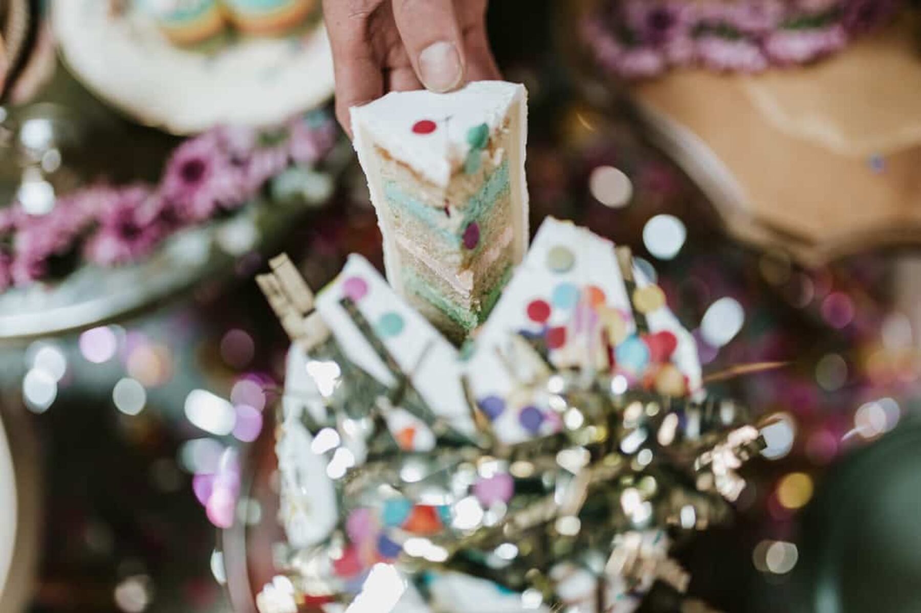 layered confetti cake