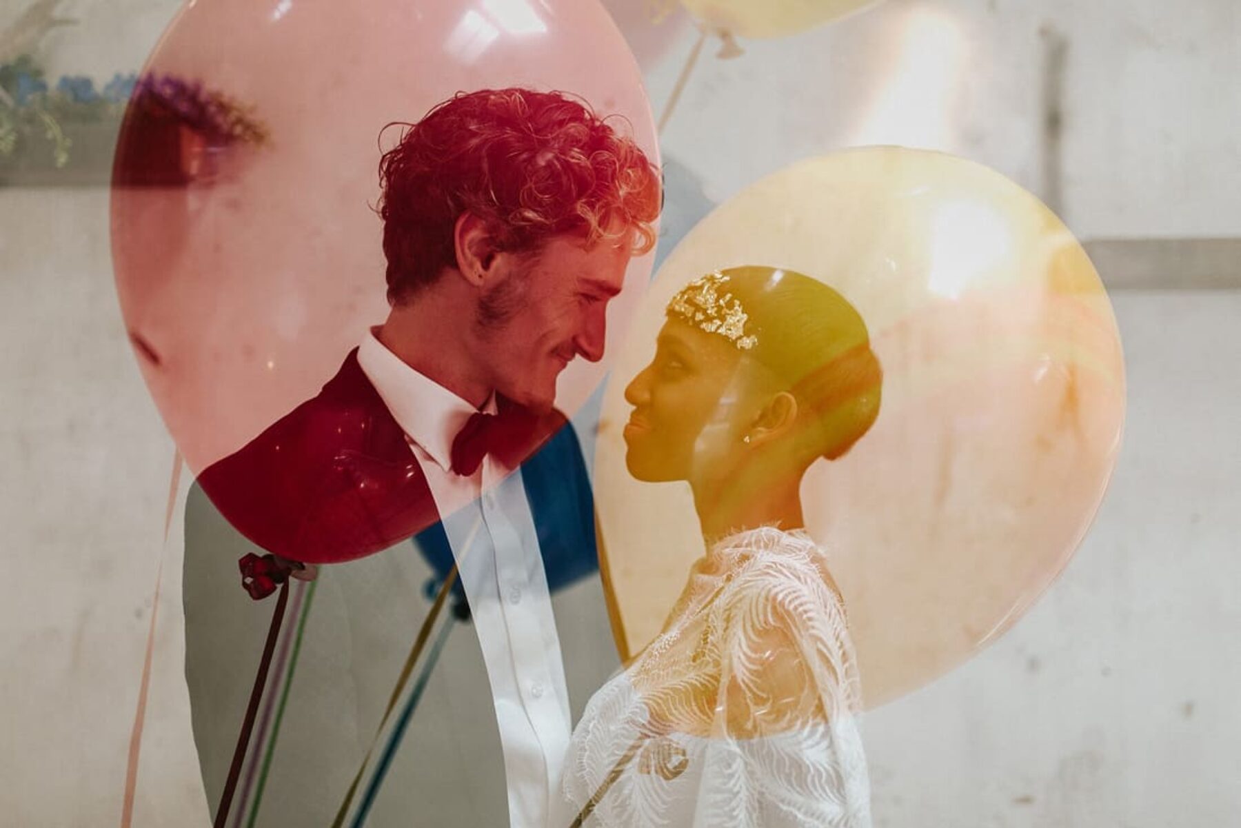 double exposure with balloons