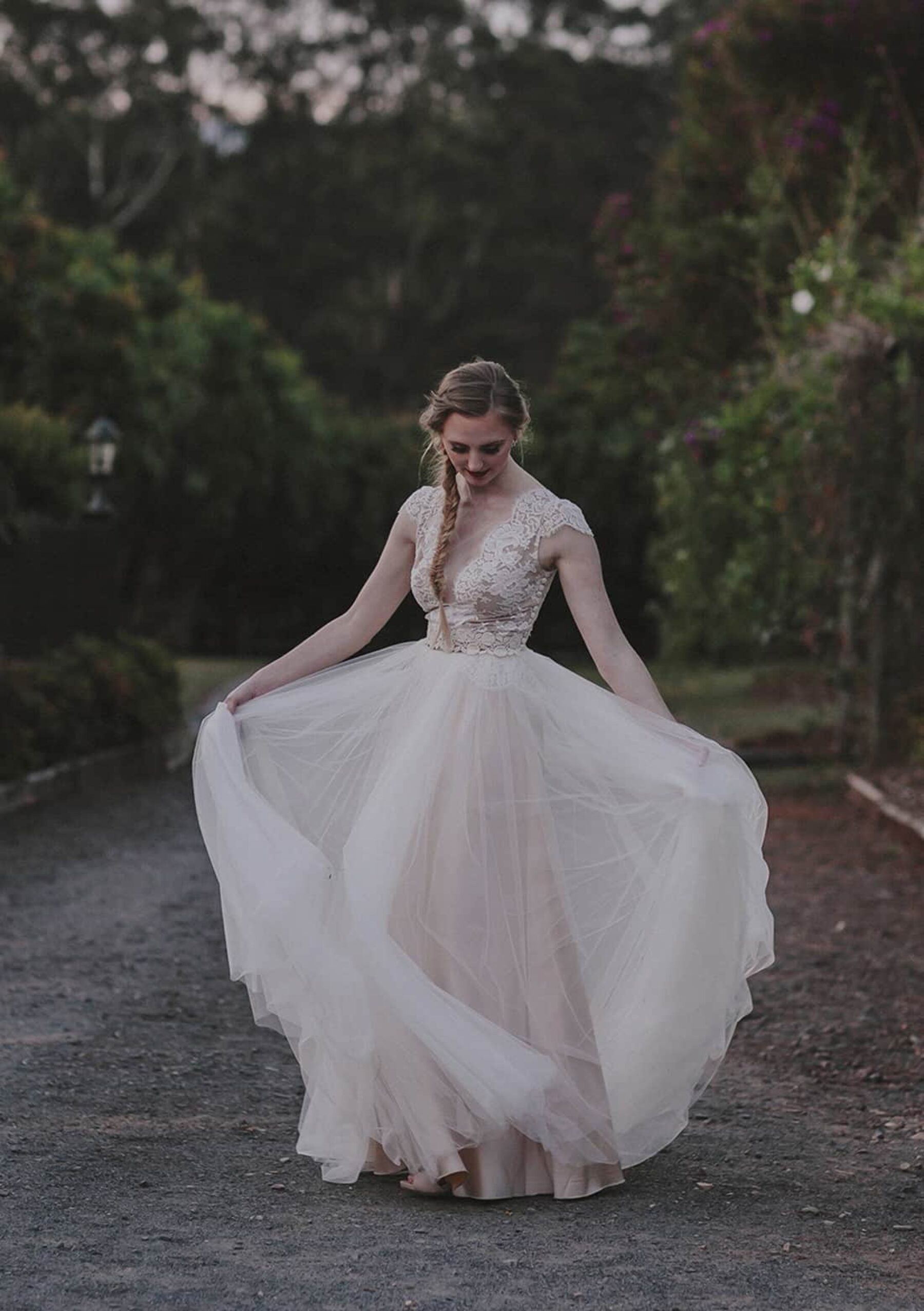 two piece wedding dress with tulle skirt