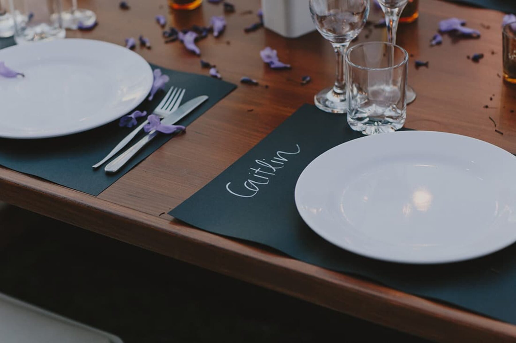 hand-lettered place settings