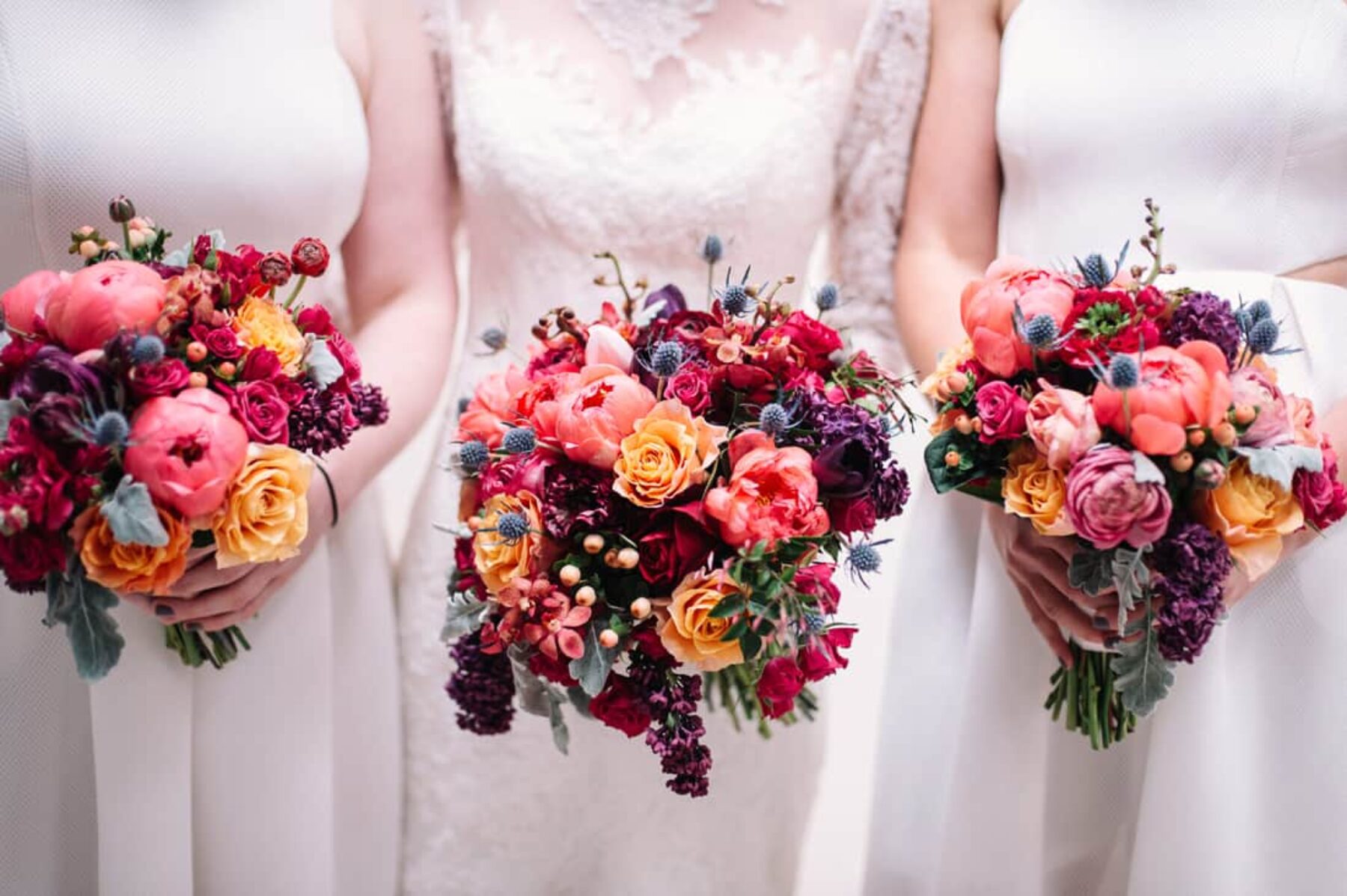 peach and pink bouquets
