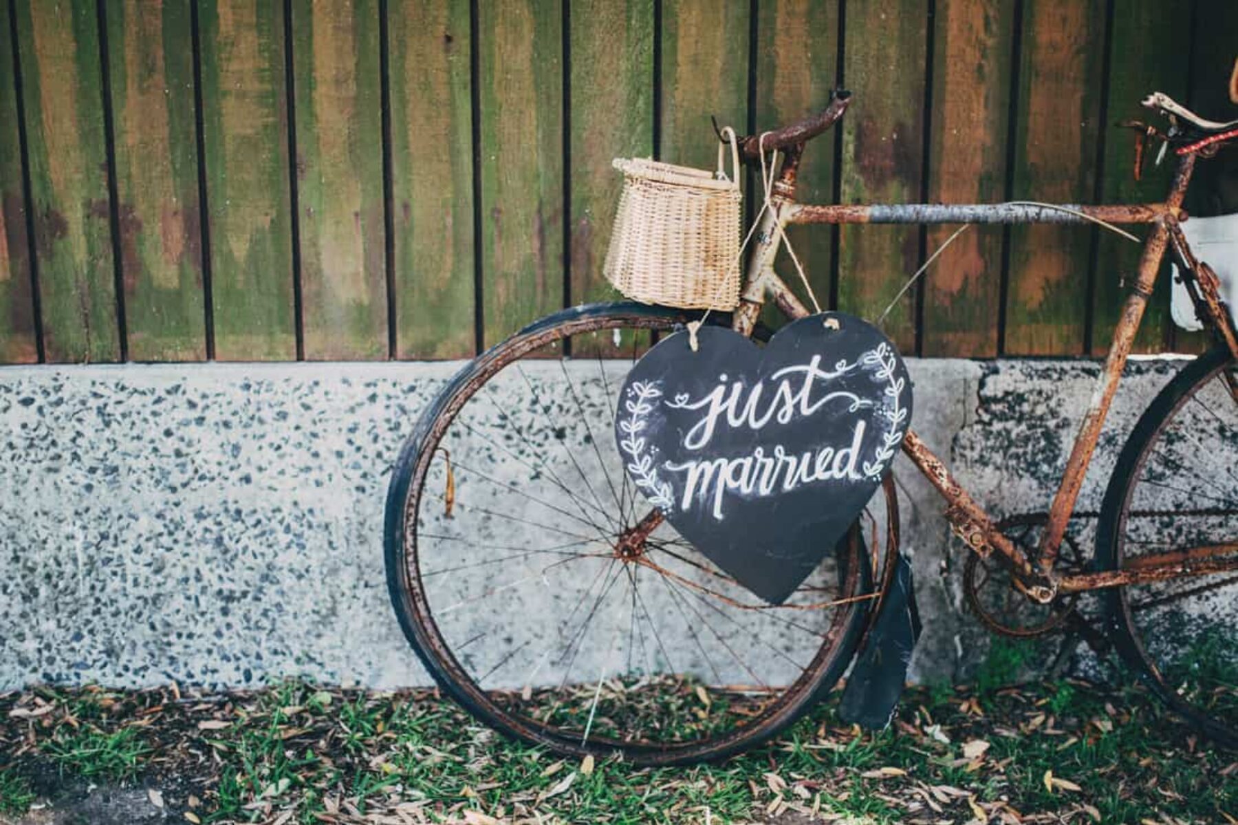 just married bicycle
